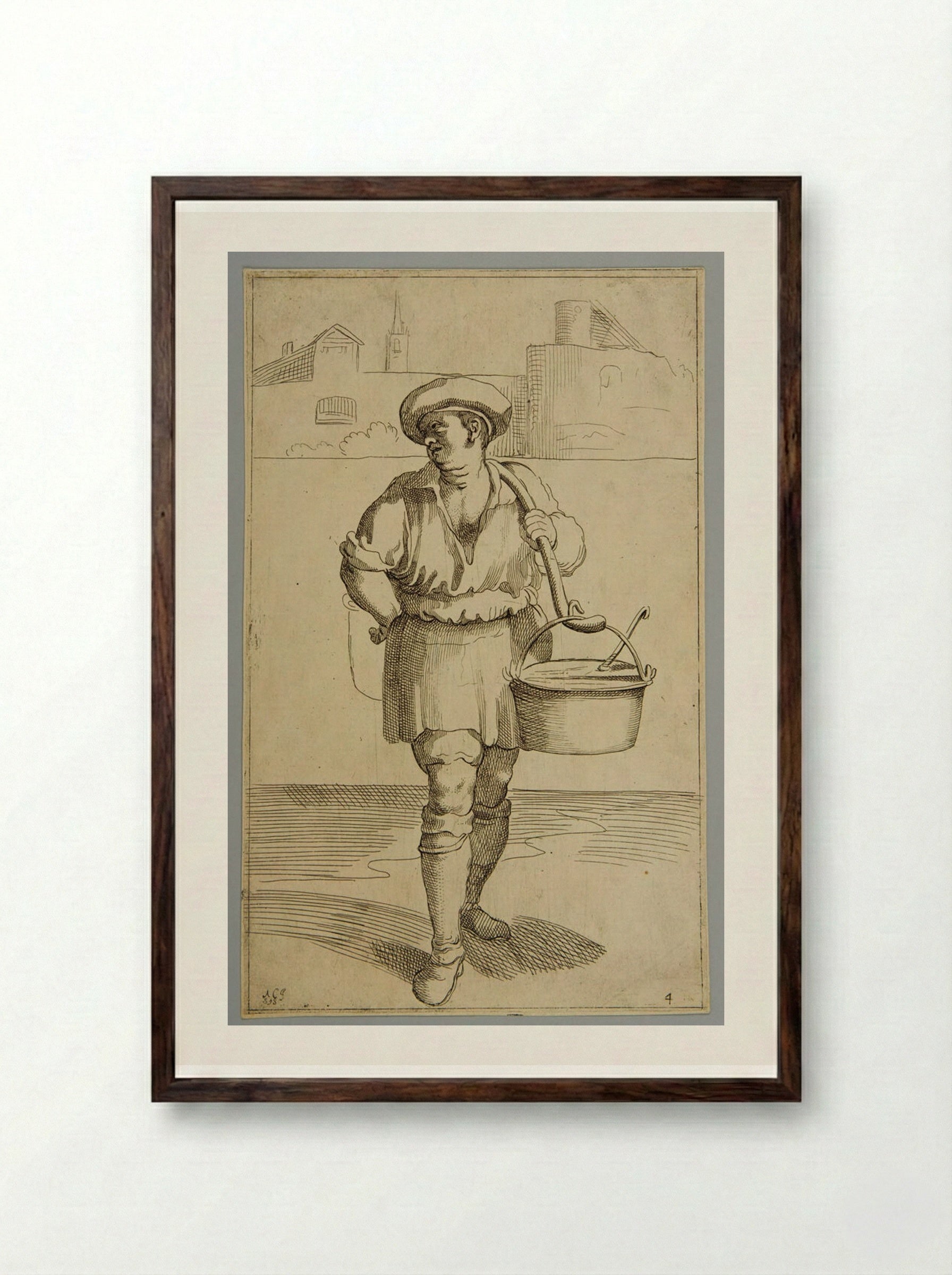 Tripe Seller!, plate 4 - Simon Guillain - Framed Print Dark Wood