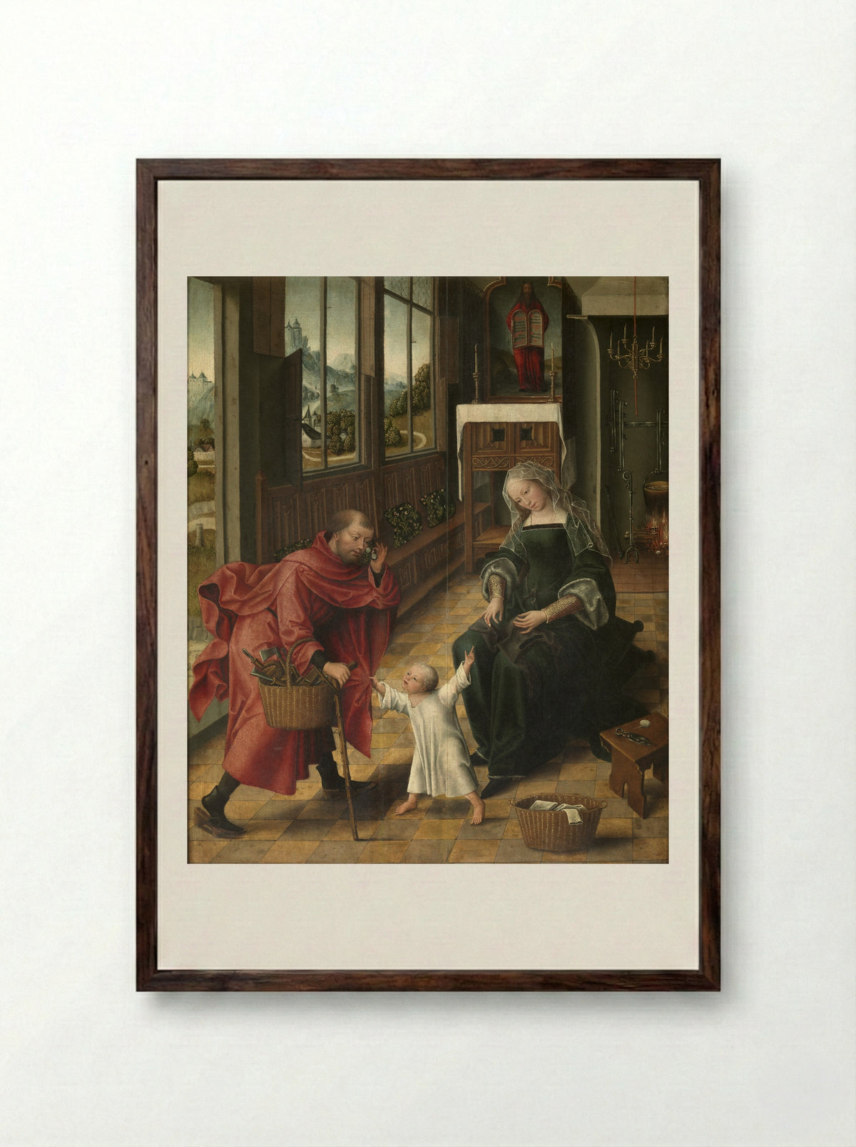 Triptych Wings with Donors Thomas Isaacq and his Wife - Master of the Magdalen Legend - Framed Print Dark Wood