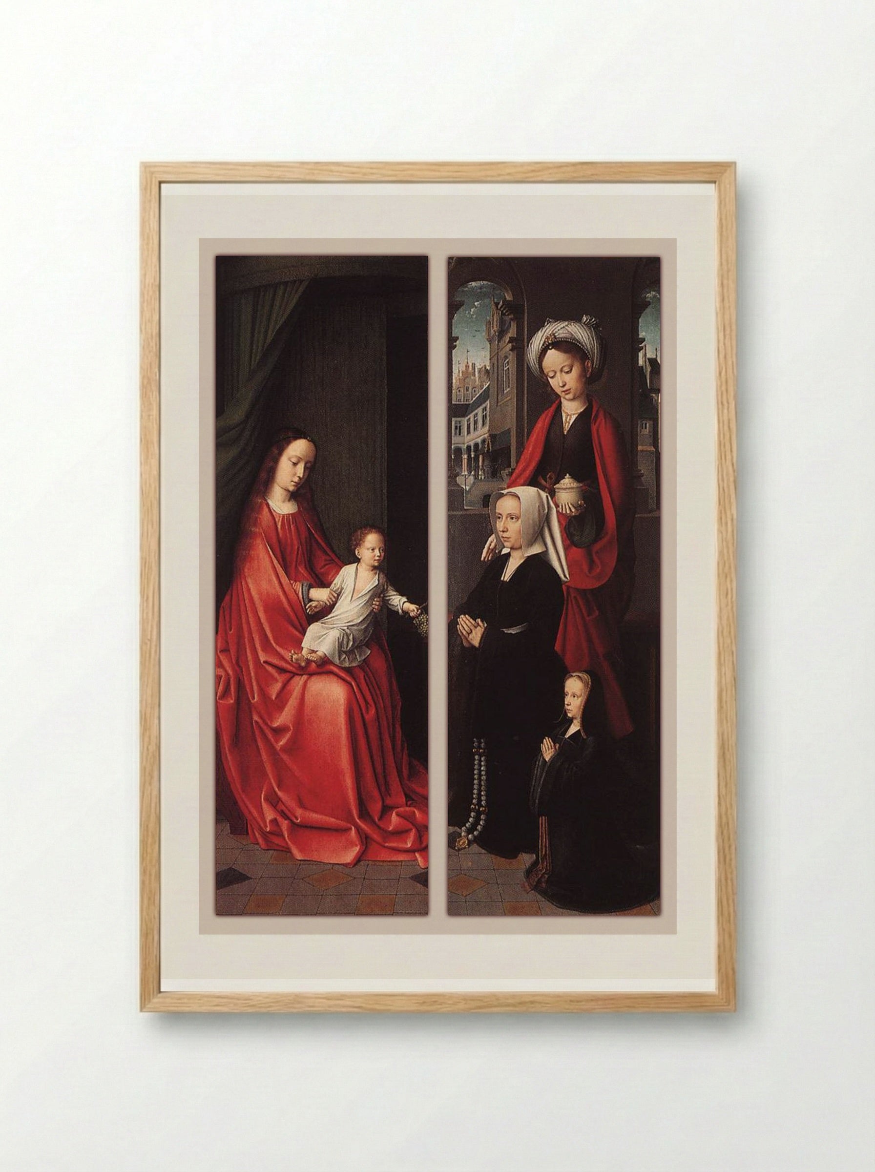 Triptych of Jan Des Trompes (rear of the wings) - Gerard David - Framed Print Wood