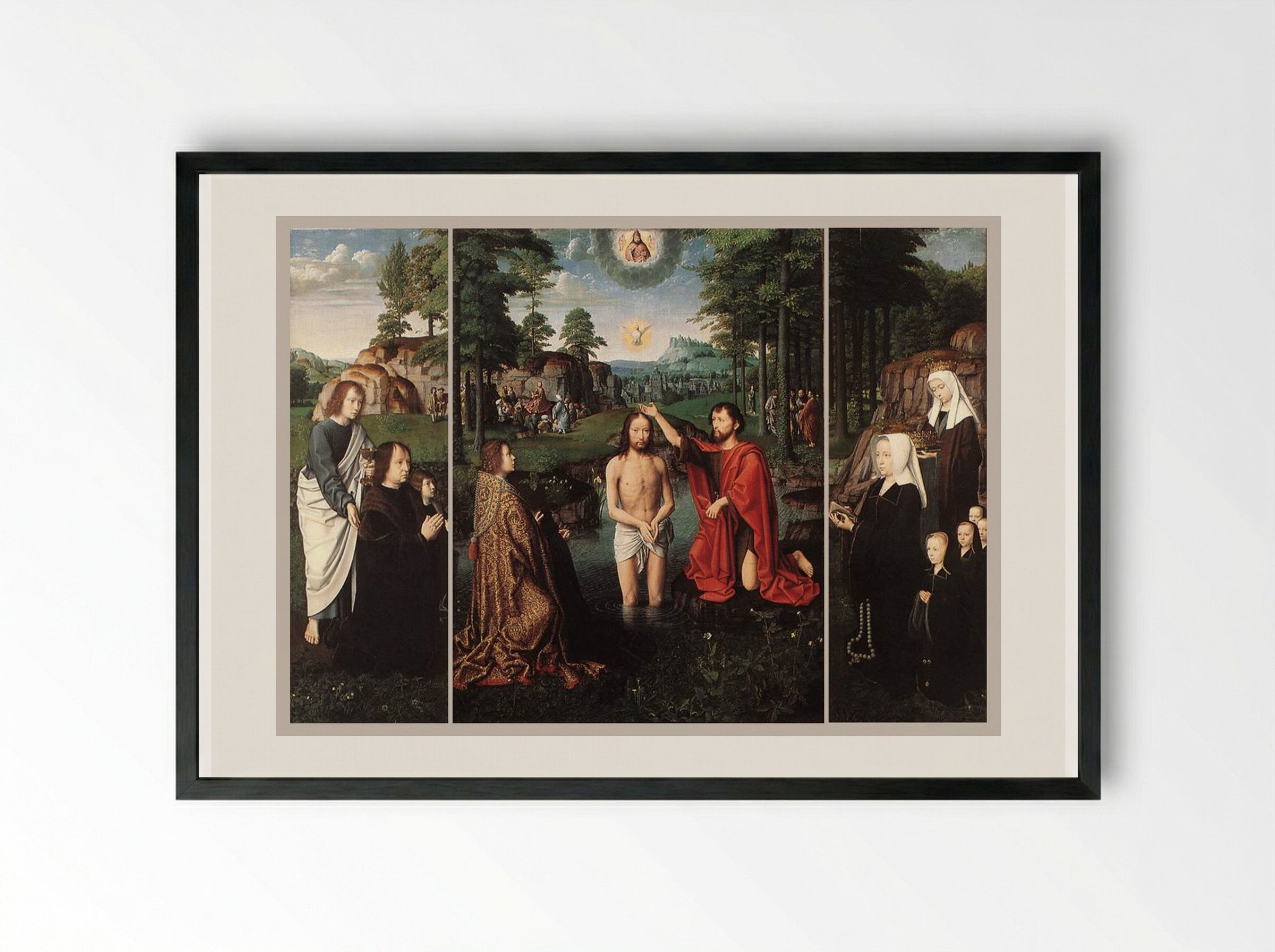 Triptych of Jan Des Trompes - Gerard David - Framed Print Black
