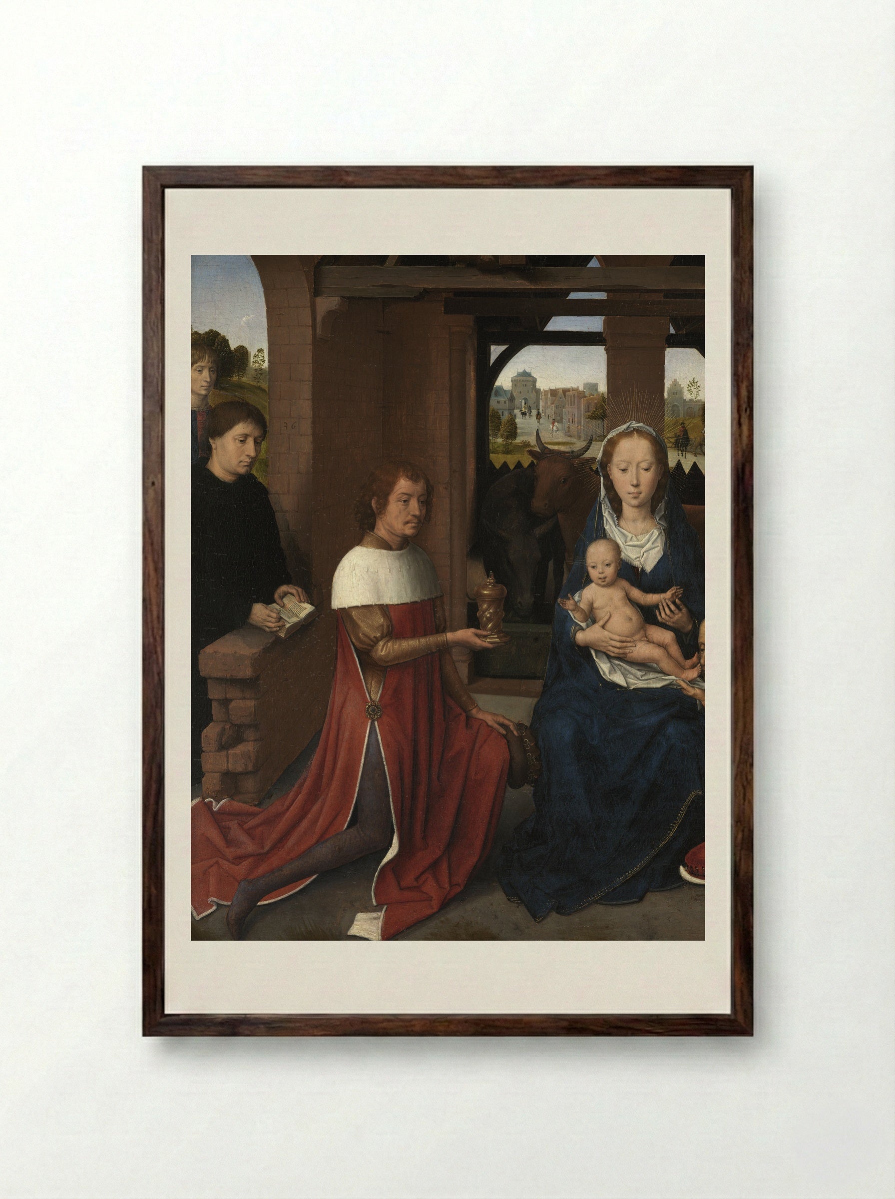 Triptych of Jan Floreins - Hans Memling - Framed Print Dark Wood