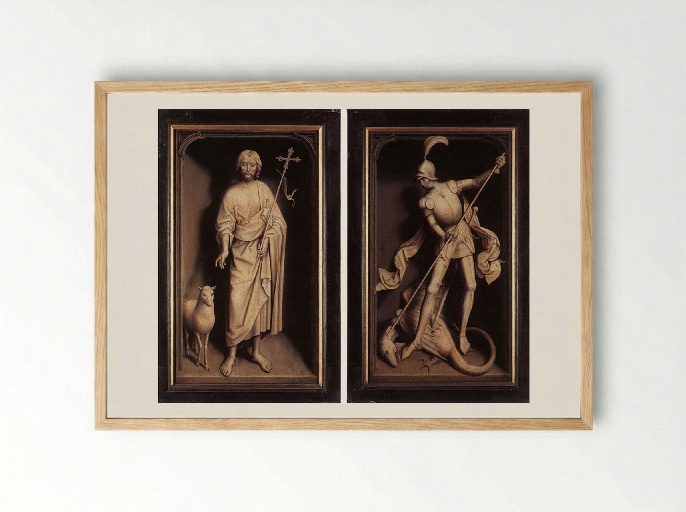 Triptych of the Family Moreel (closed shutters) - Hans Memling - Framed Print Wood
