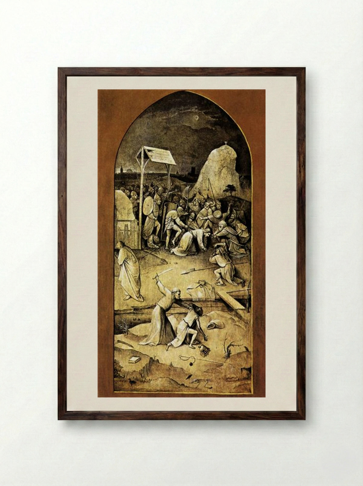 Triptych of the Temptation of St Anthony - Hieronymus Bosch - Framed Print Dark Wood