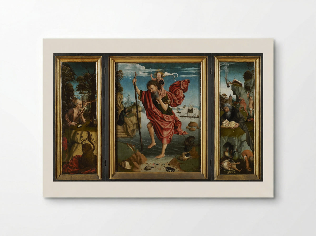 Triptych with Saint Christopher - Master of the Magdalen Legend - Poster