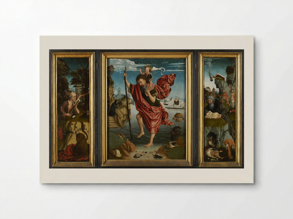 Triptych with Saint Christopher - Master of the Magdalen Legend - Poster