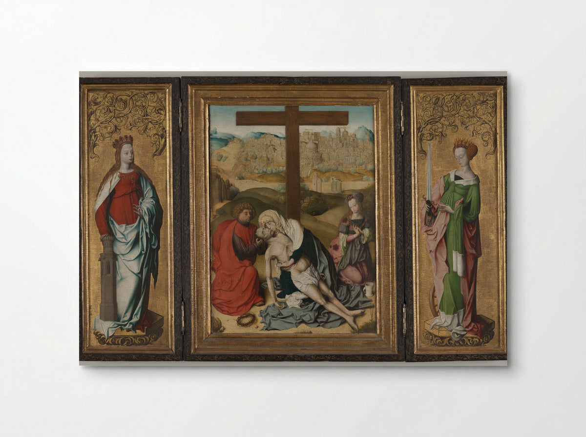 Triptych with The Lamentation of Christ - Master of the Krainburg Altar - Poster