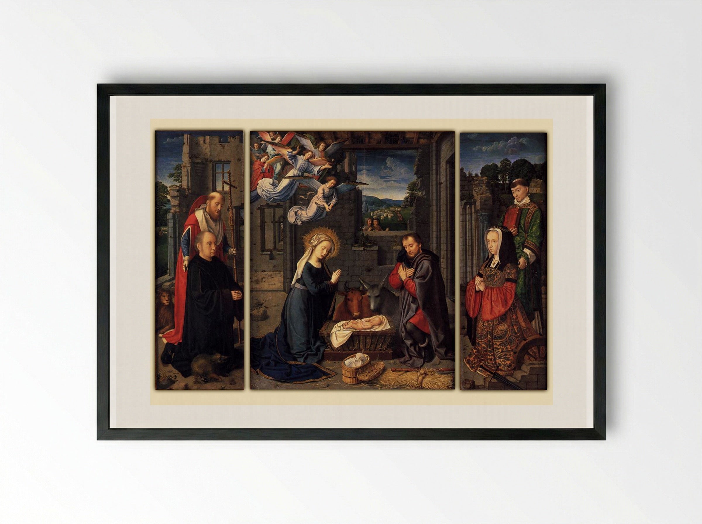 Triptych with the Nativity - Gerard David - Framed Print Black