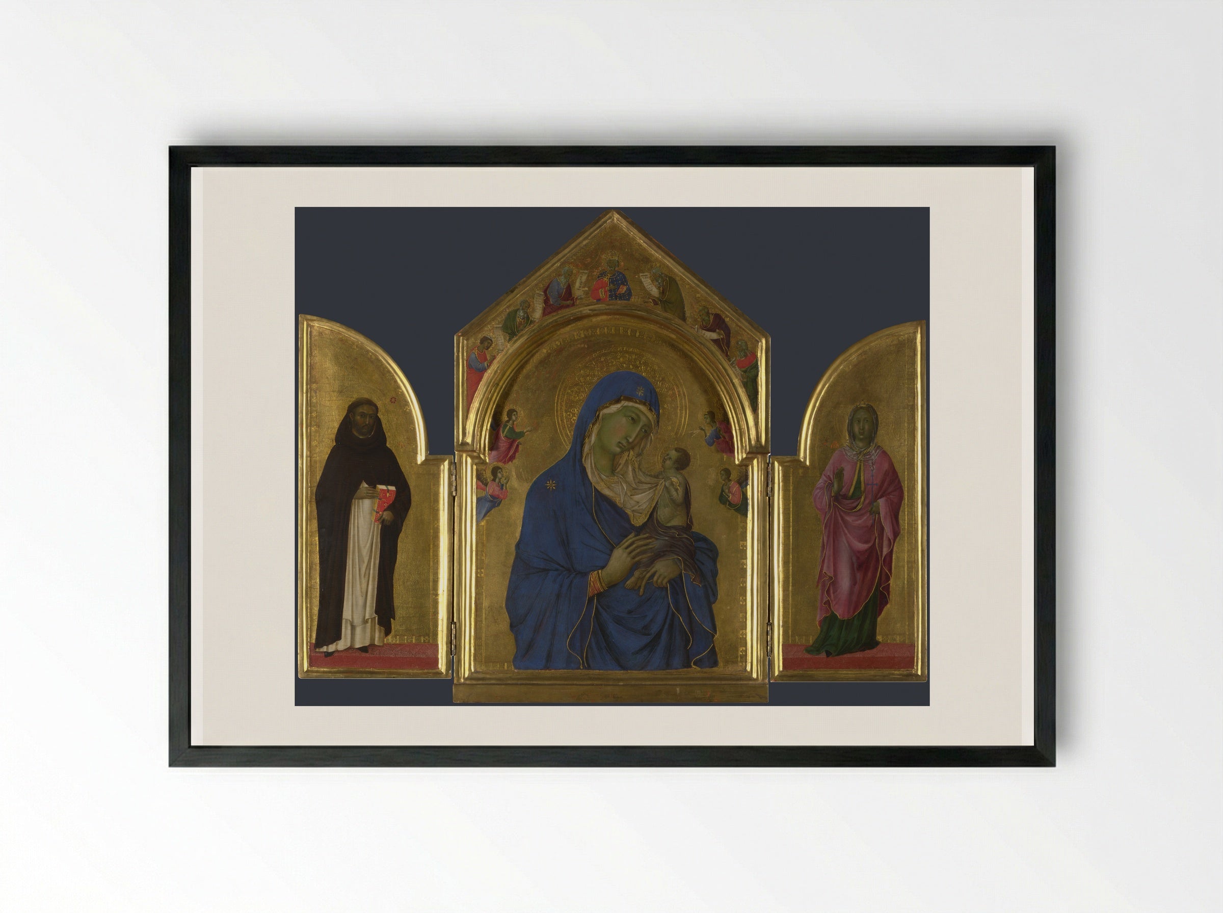 Triptych with the Virgin and Child - Duccio di Buoninsegna - Framed Print Black