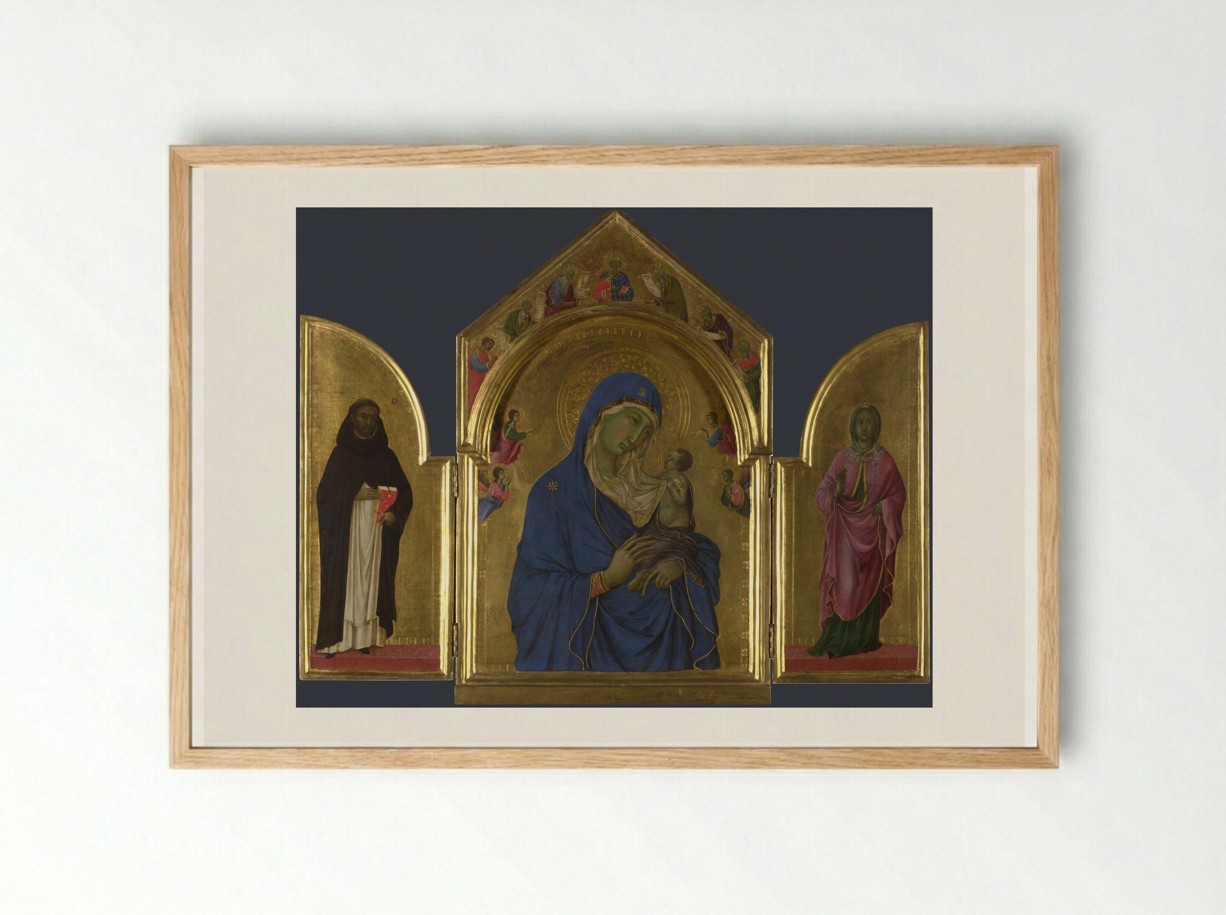 Triptych with the Virgin and Child - Duccio di Buoninsegna - Framed Print Wood