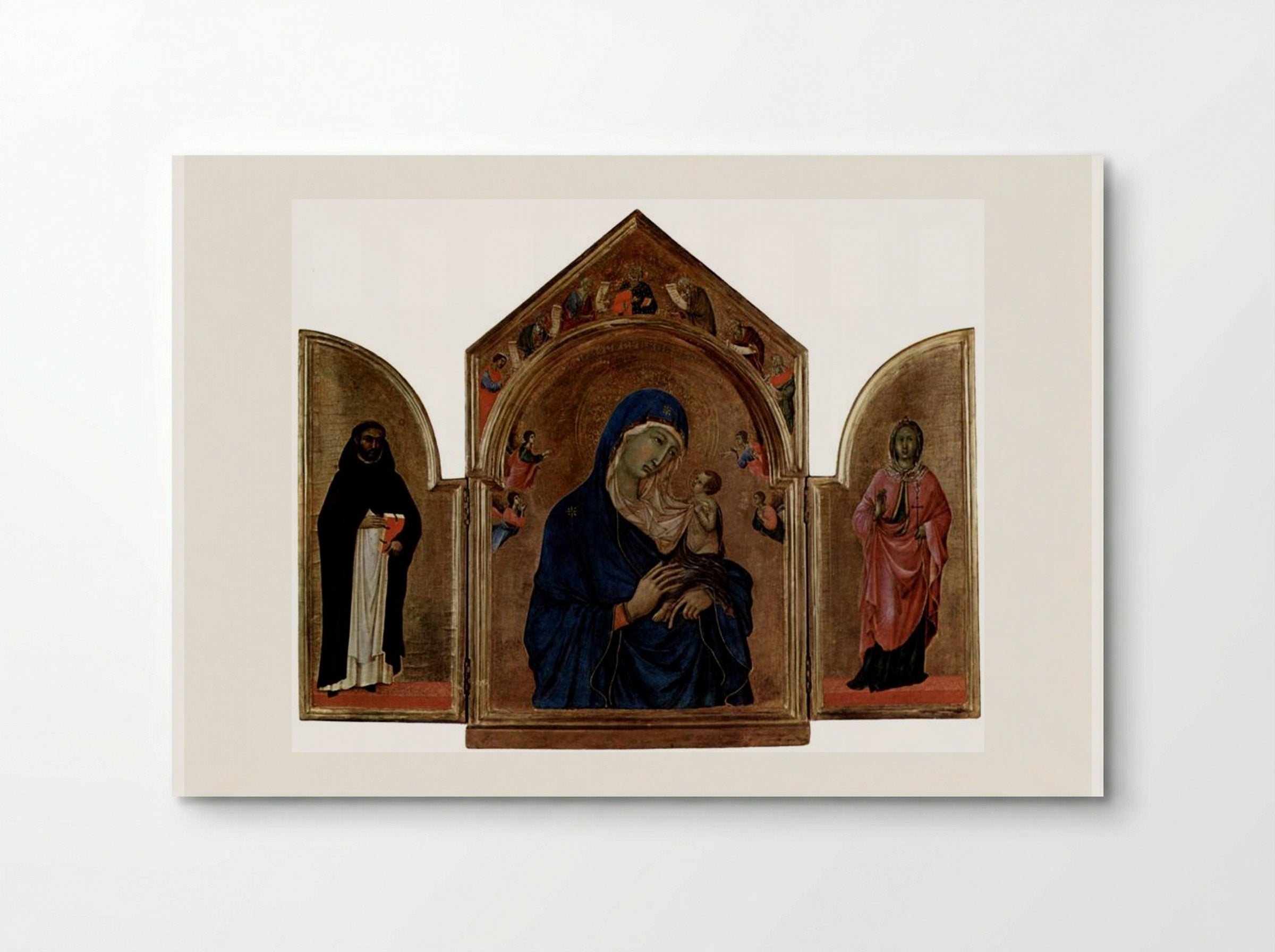 Triptych: The Virgin and Child with Angels and Saints - Duccio di Buoninsegna - Poster