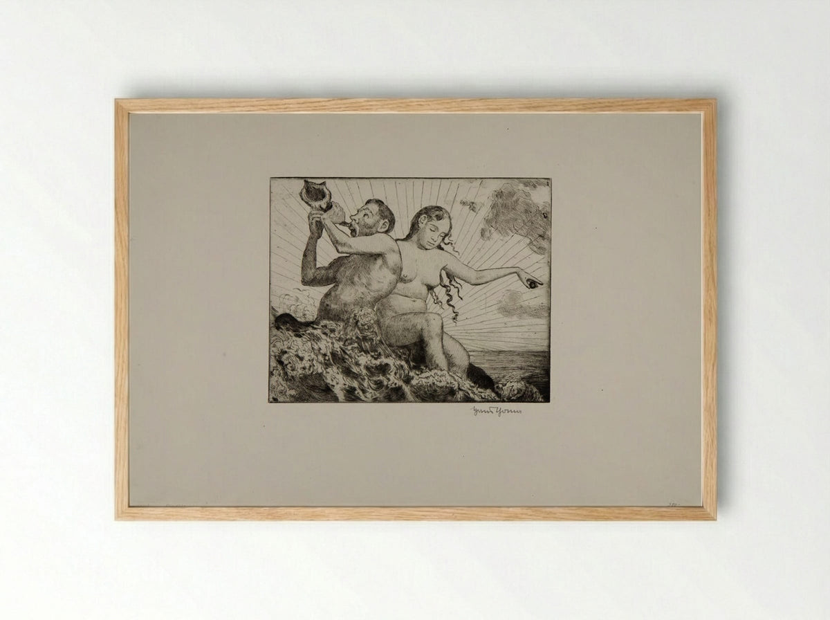 Triton Couple II (Miracle of the Sea) - Hans Thoma - Framed Print Wood