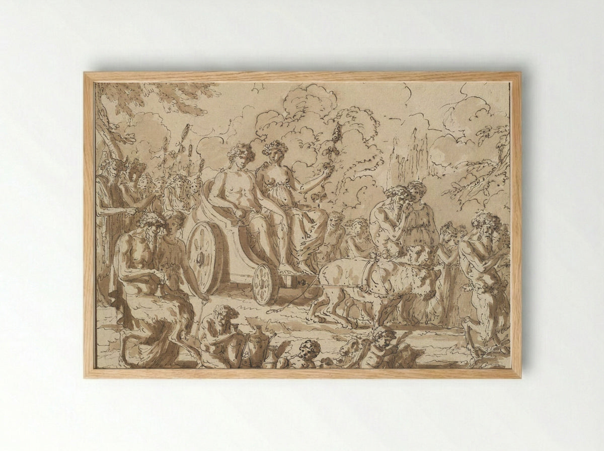 Triumph of Bacchus and Ariadne - Louis-Félix de La Rue - Framed Print Wood