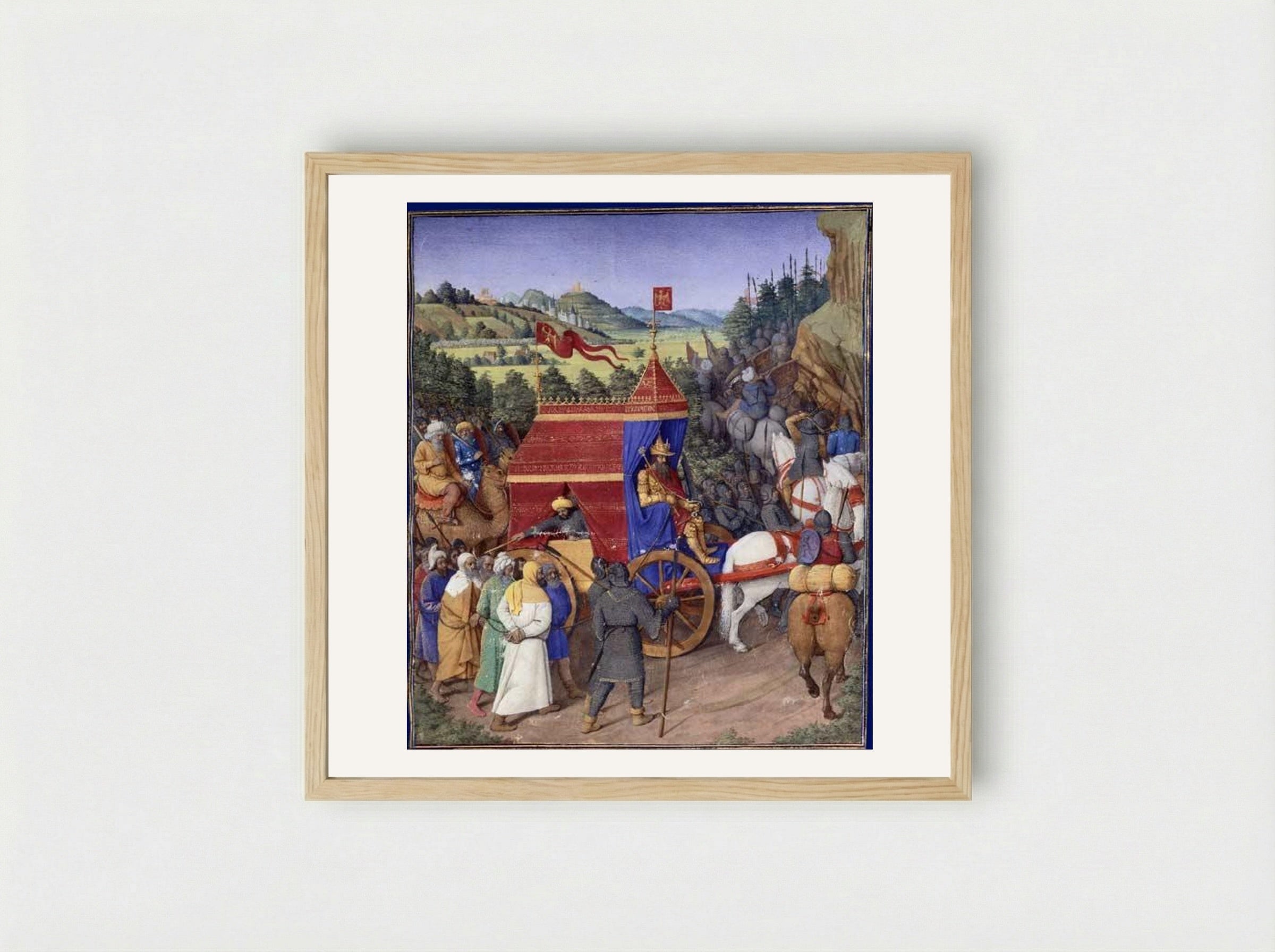 Triumph of Jehoshaphat over Adad of Assyria - Jean Fouquet - Framed Print Wood