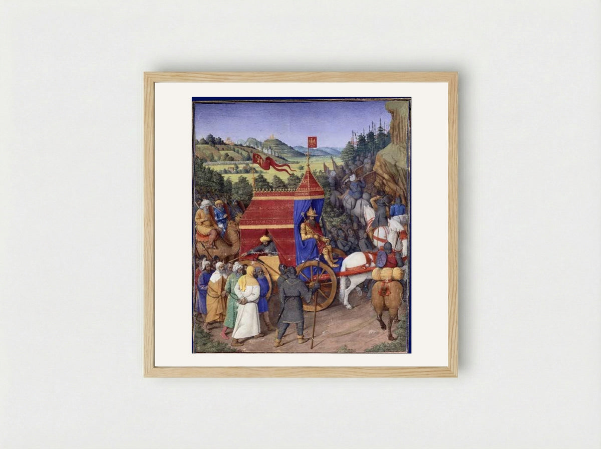 Triumph of Jehoshaphat over Adad of Assyria - Jean Fouquet - Framed Print Wood