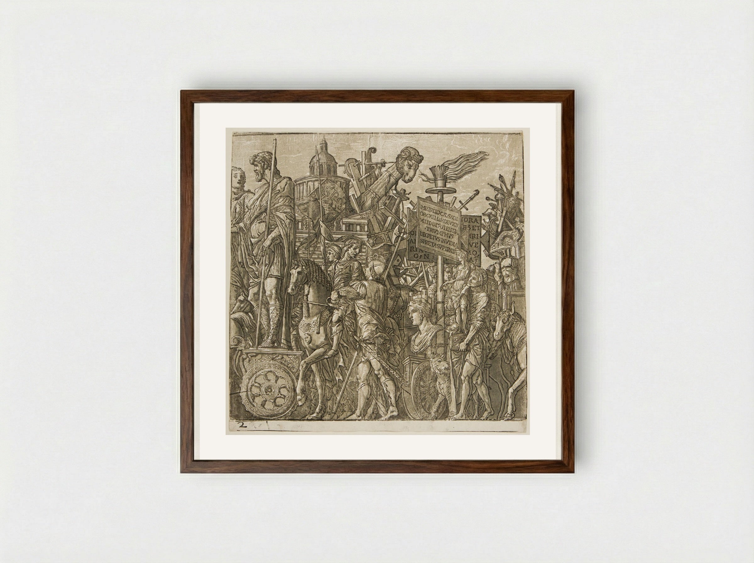 Triumph of Julius Caesar - Andrea Andreani - Framed Print Dark Wood