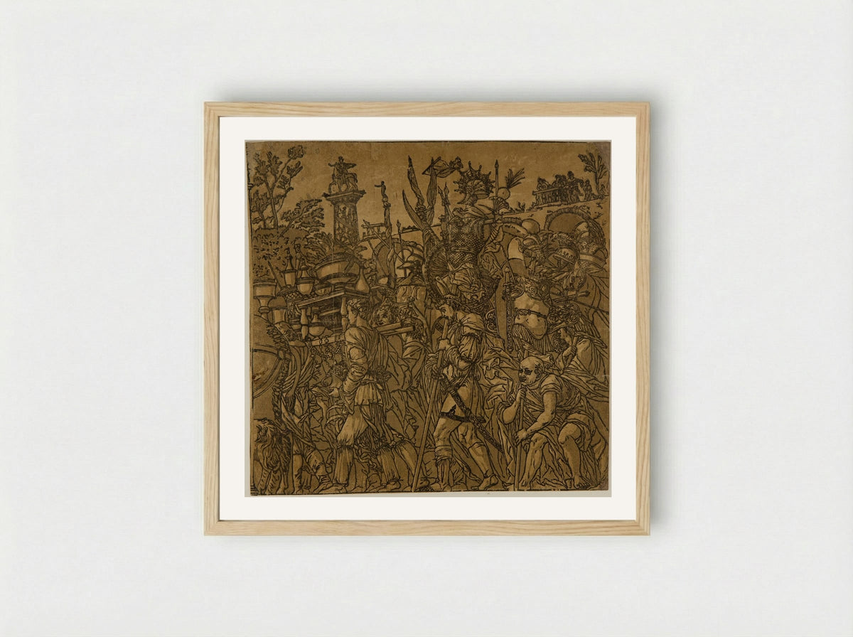 Triumph with Men Carrying Vases and Trophies - Andrea Andreani - Framed Print Wood