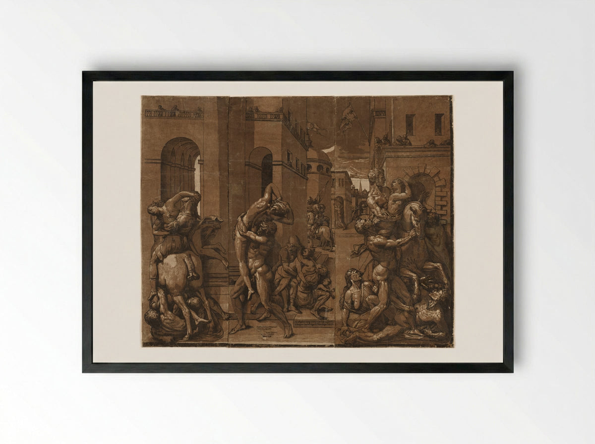 Triumph with Men, Women, and Children - Andrea Andreani - Framed Print Black