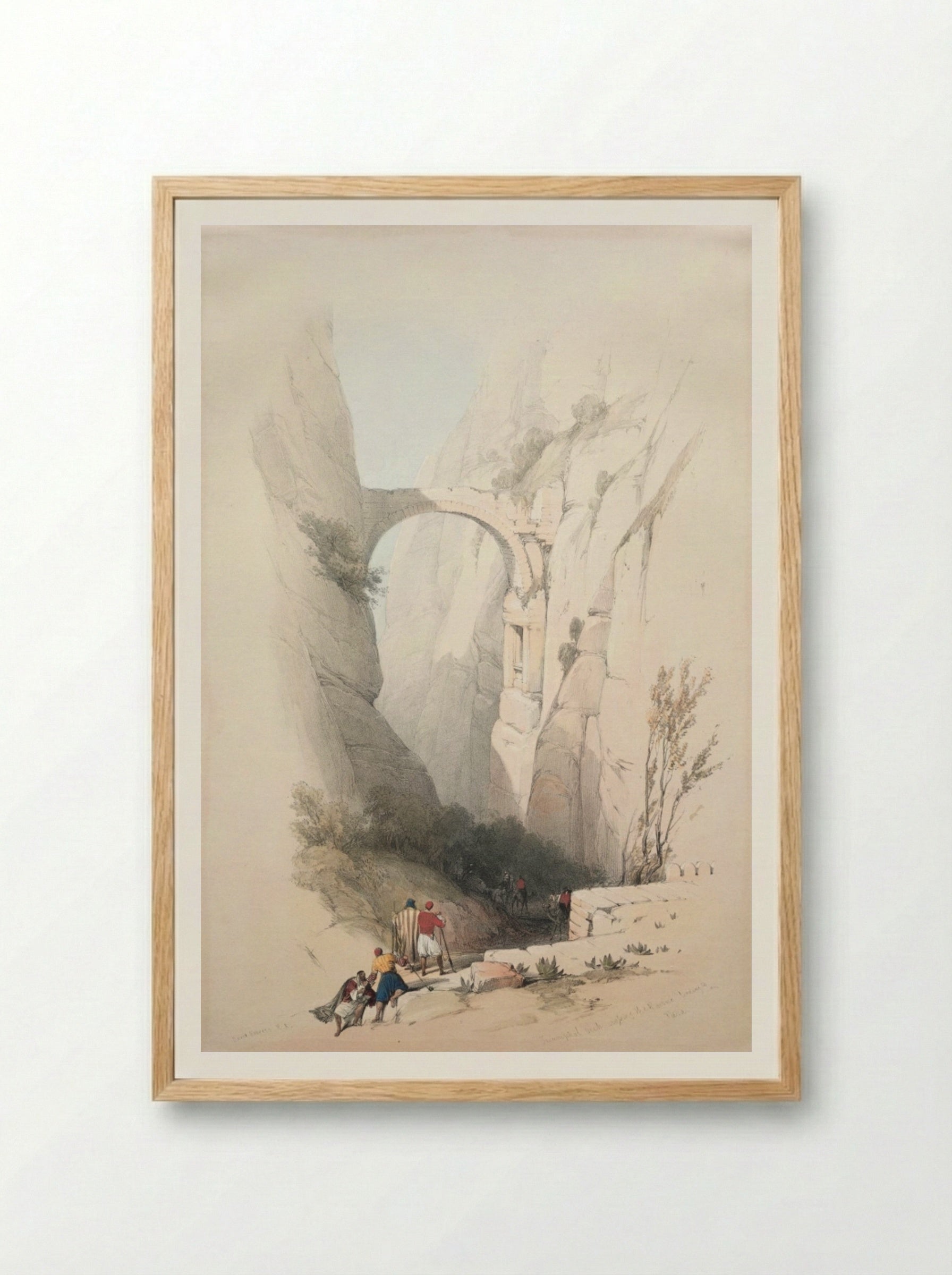 Triumphal Arch Crossing the Ravine Leading to Petra - David Roberts - Framed Print Wood