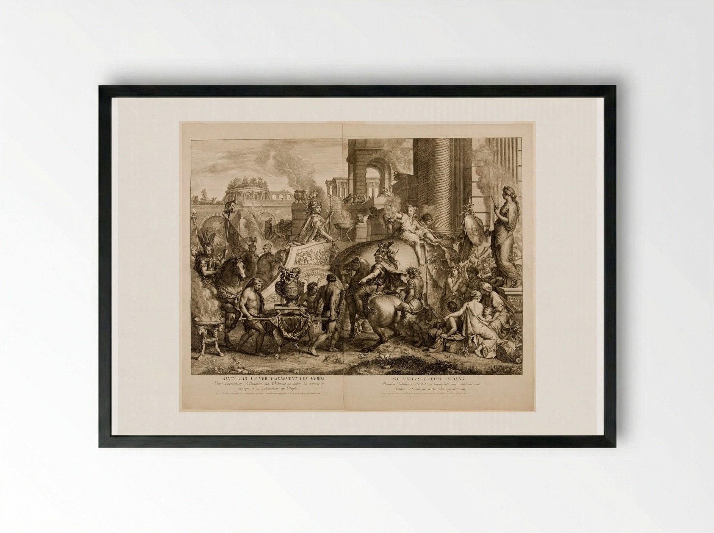 Triumphal Entry of Alexander into Babylon - Gérard Audran - Framed Print Black