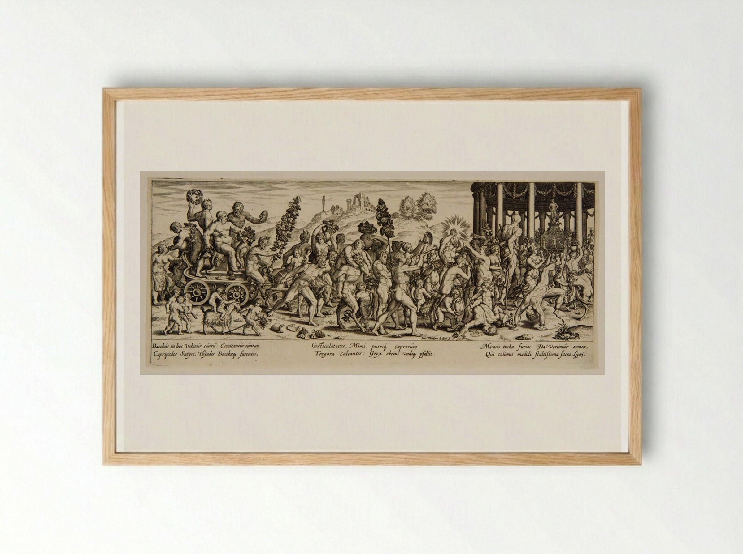 Triumphal Procession of Bacchus - Johann Theodor de Bry - Framed Print Wood