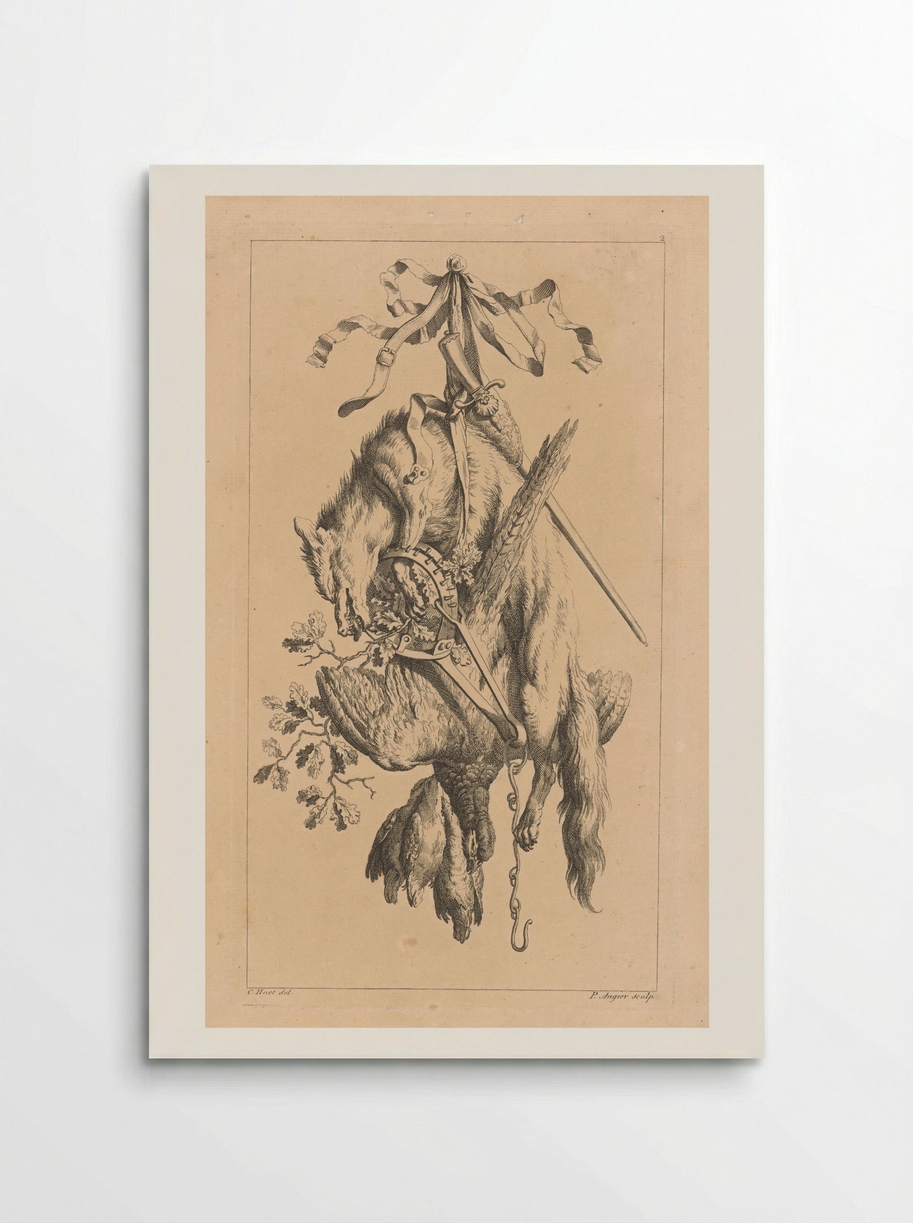 Trofee met vos en vogels - François Vivares - Poster