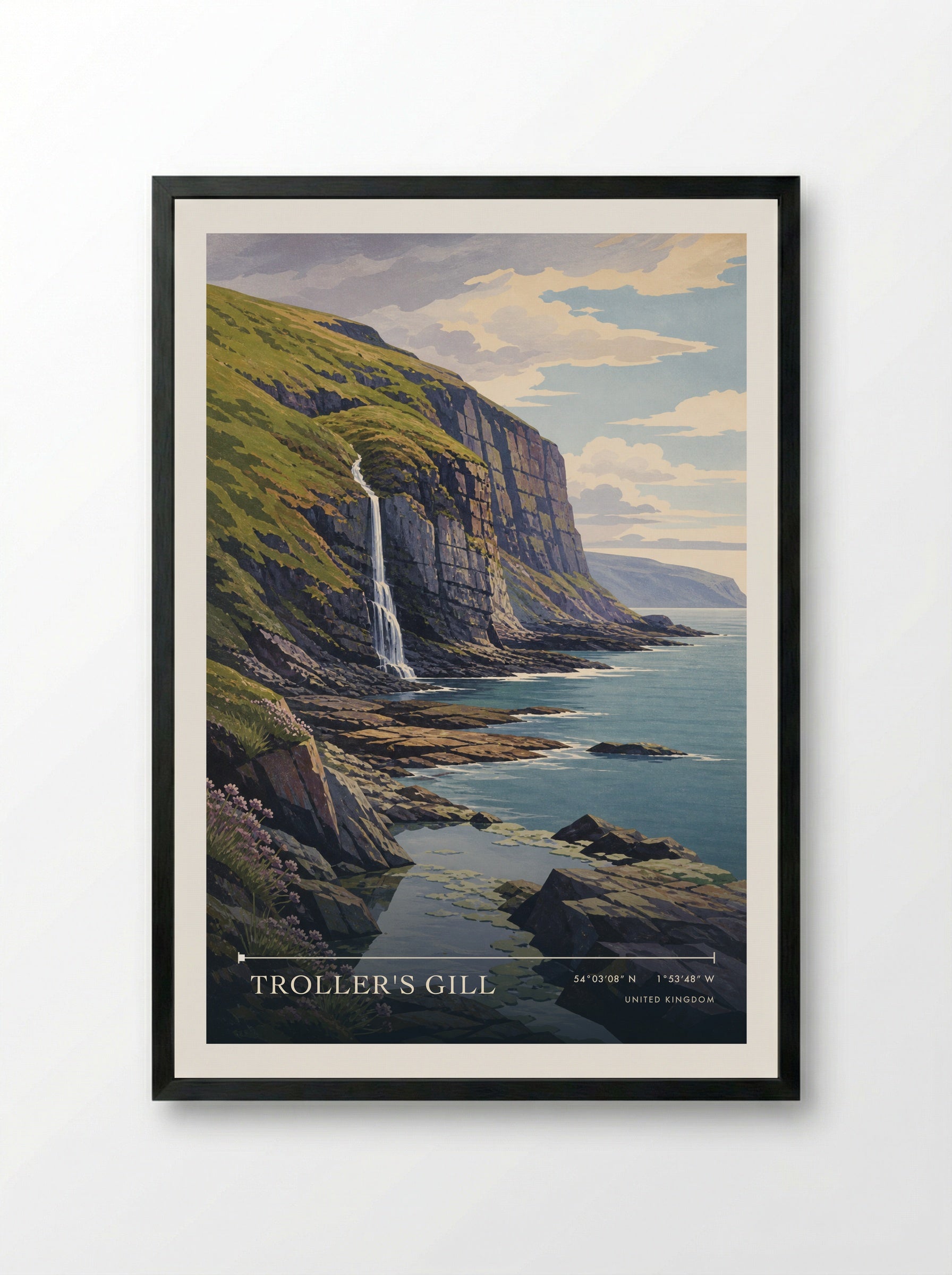 Troller's Gill United Kingdom Travel Poster - Framed Print Black