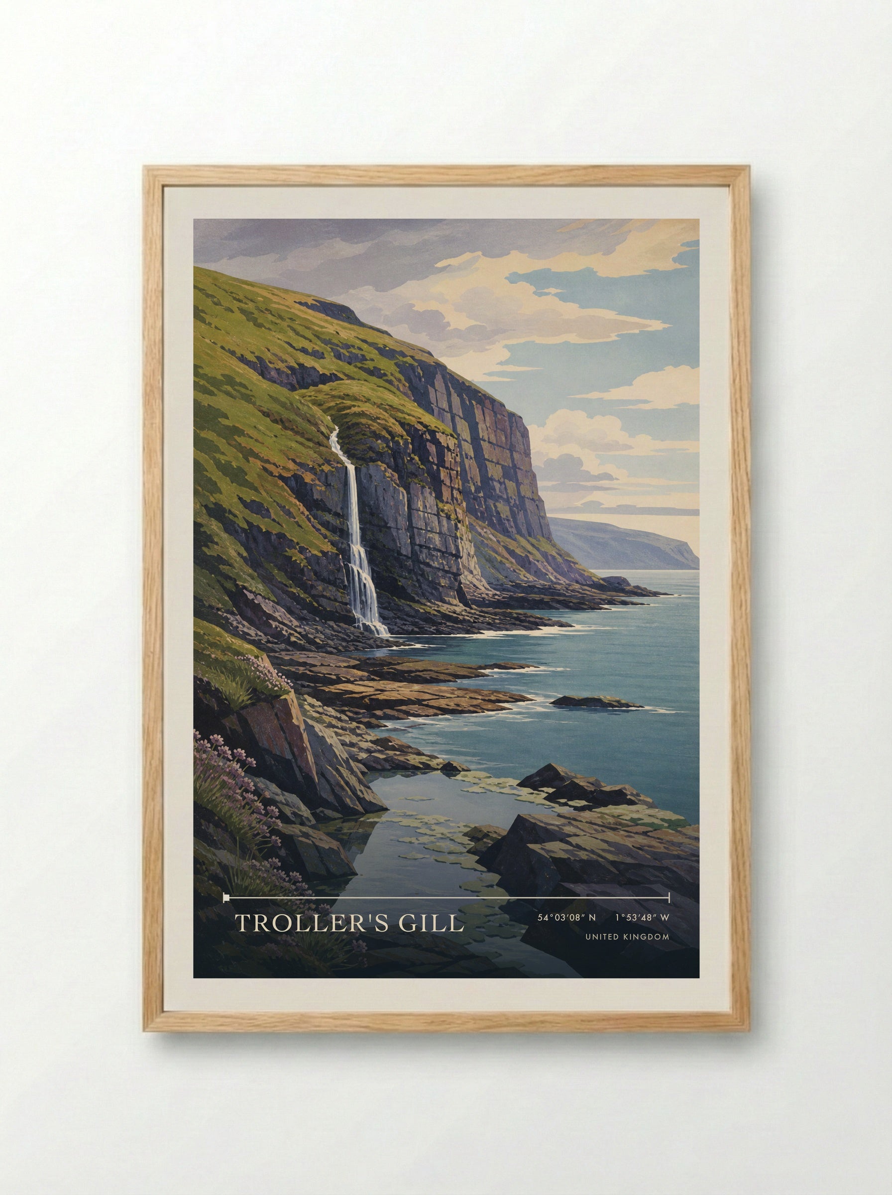 Troller's Gill United Kingdom Travel Poster - Framed Print Wood