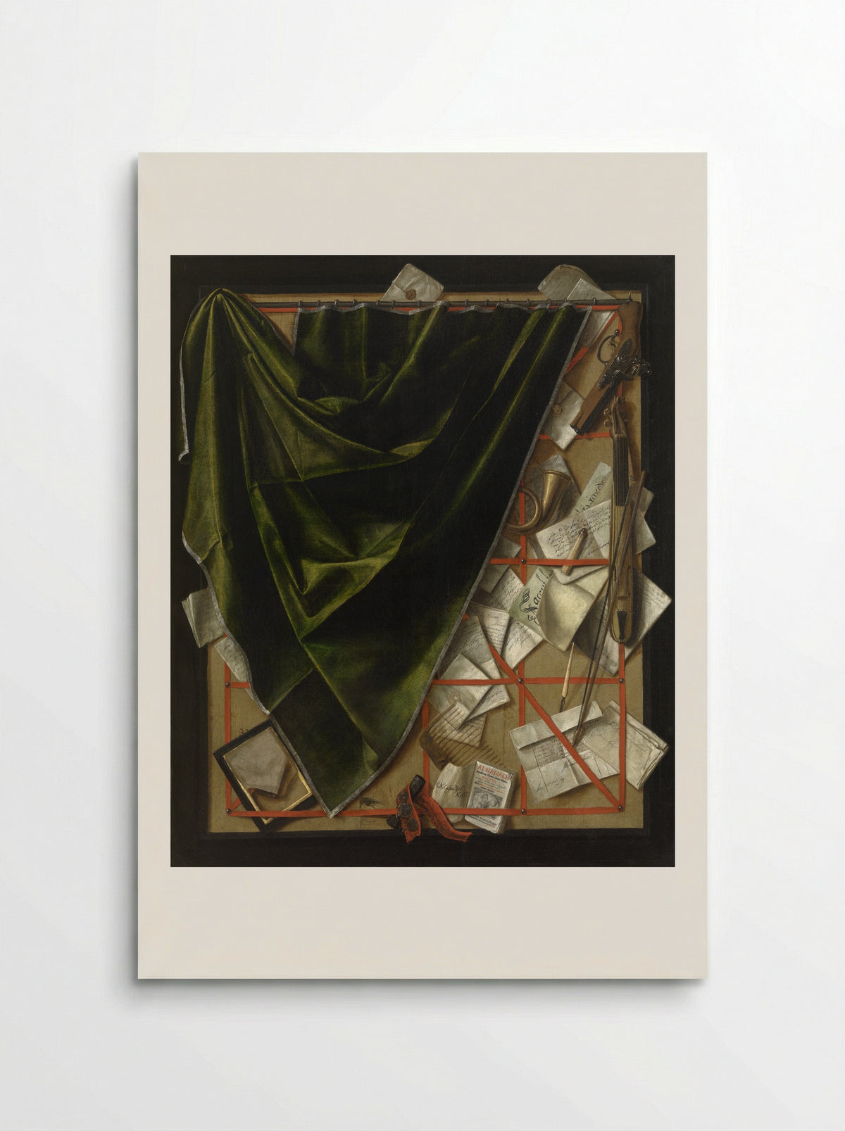 Trompe l'oeil with Letter Rack and Curtain - Cornelis Norbertus Gysbrechts - Poster