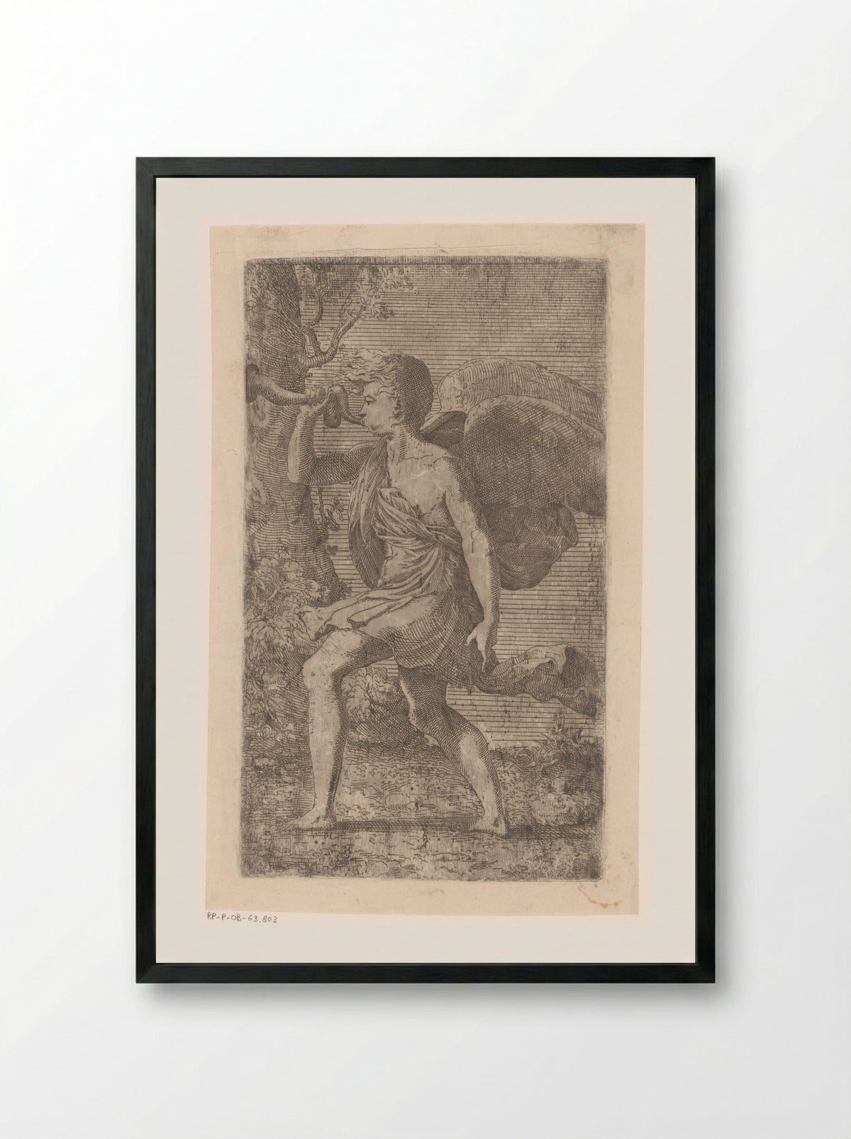 Trompetblazende engel - Léon Davent - Framed Print Black