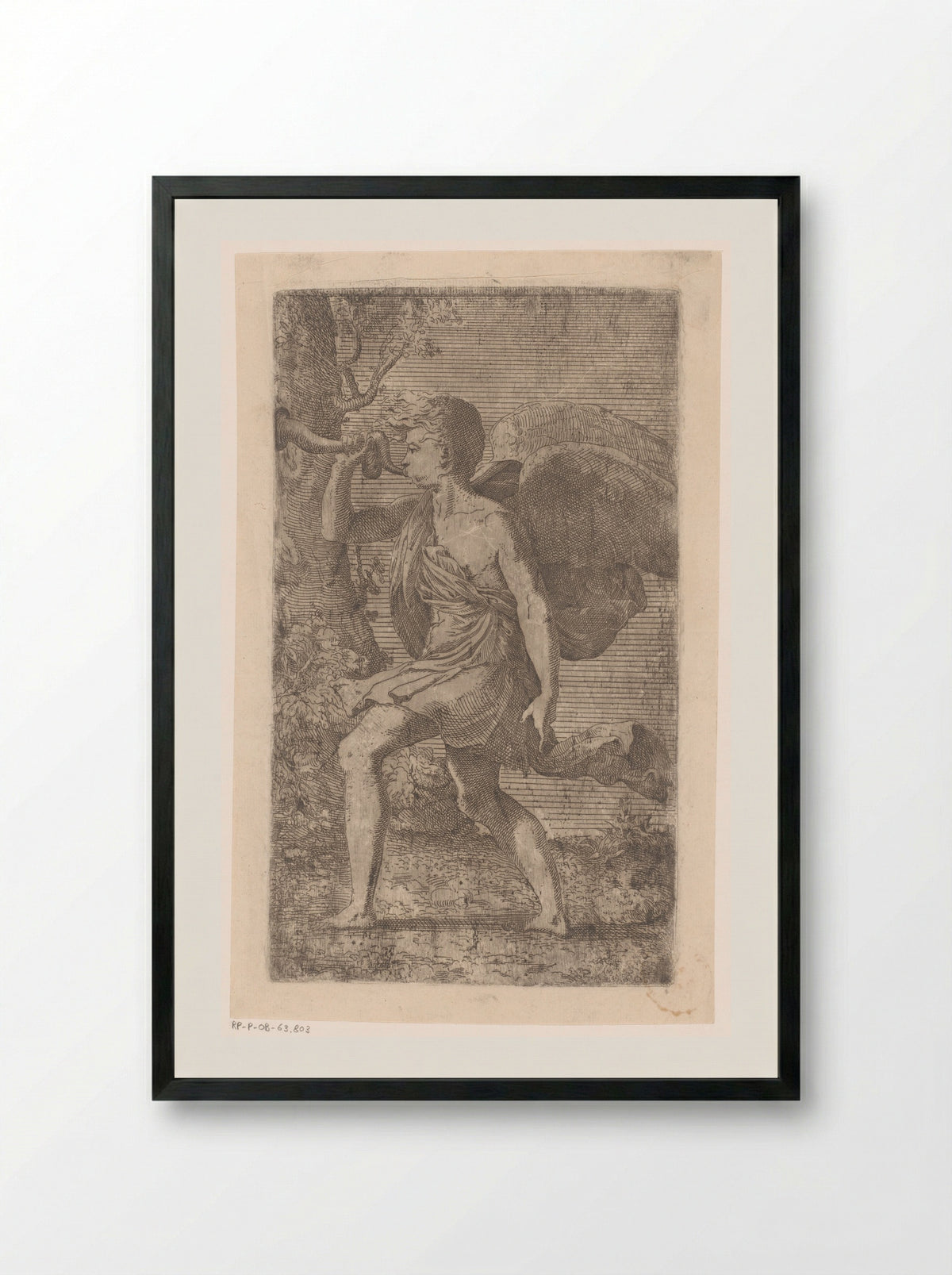 Trompetblazende engel - Léon Davent - Framed Print Black