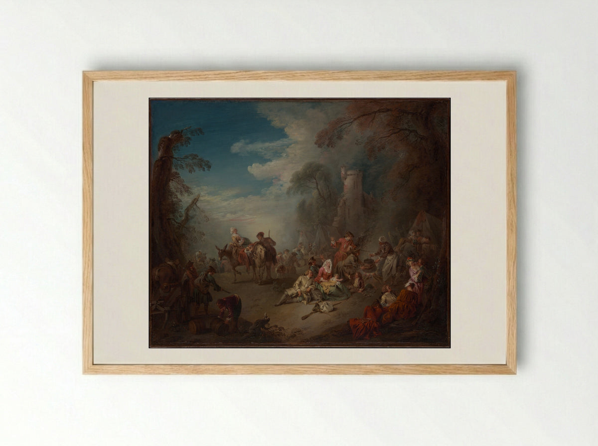 Troops at Rest - Jean-Baptiste Joseph Pater - Framed Print Wood