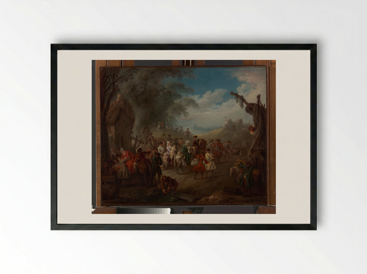 Troops on the March - Jean-Baptiste Joseph Pater - Framed Print Black