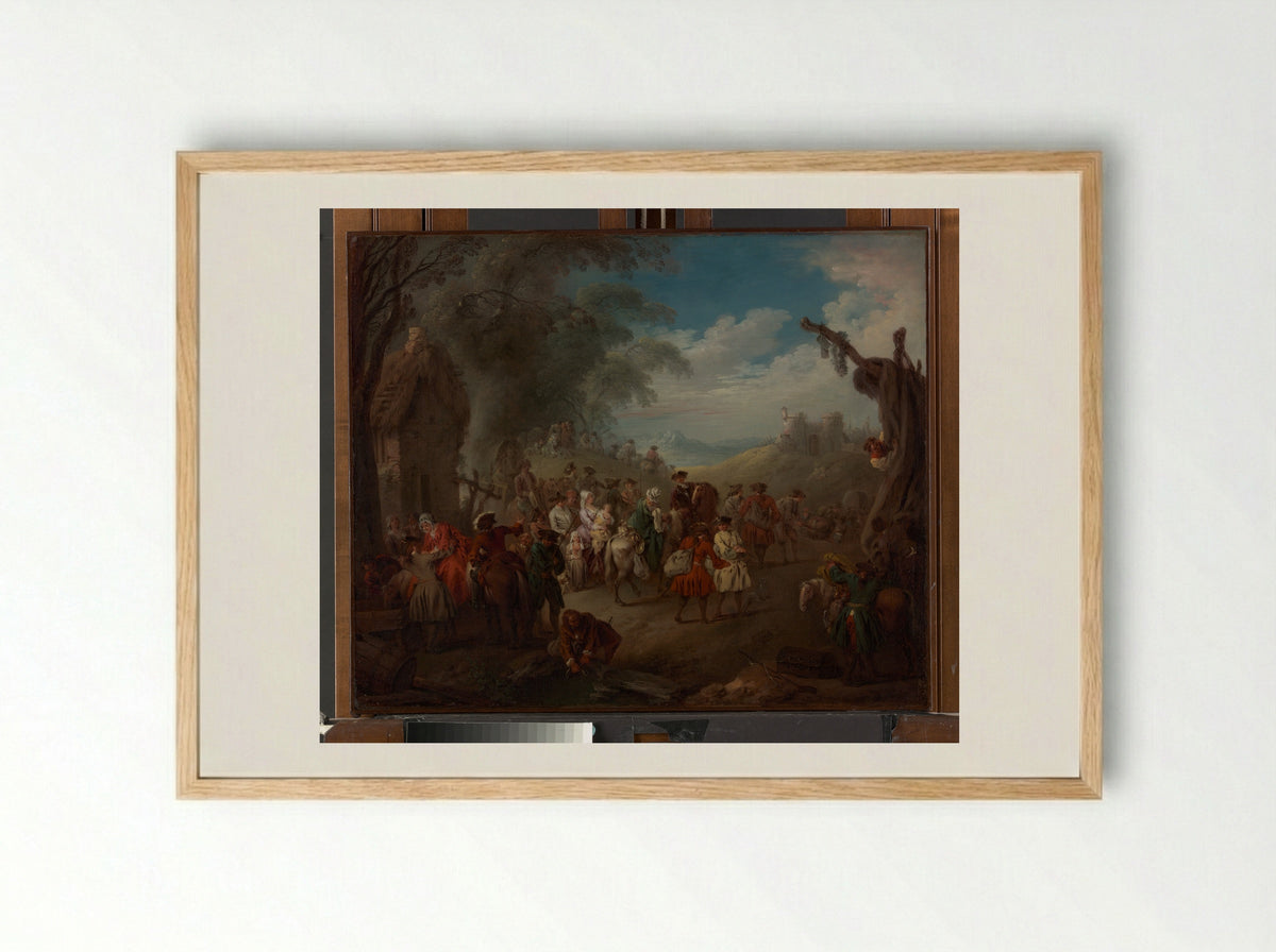 Troops on the March - Jean-Baptiste Joseph Pater - Framed Print Wood