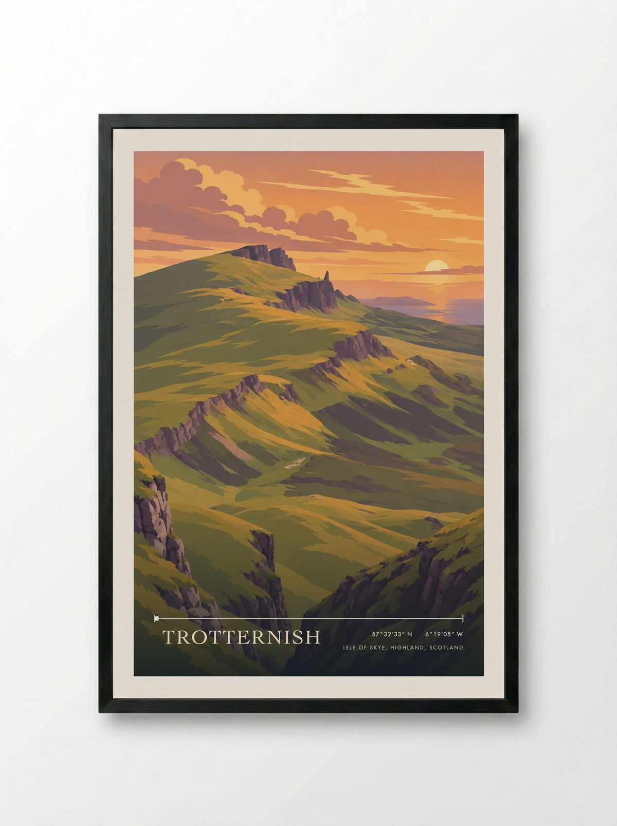 Trotternish, Isle of Skye, Highland, Scotland | Travel Poster - Framed Print Black