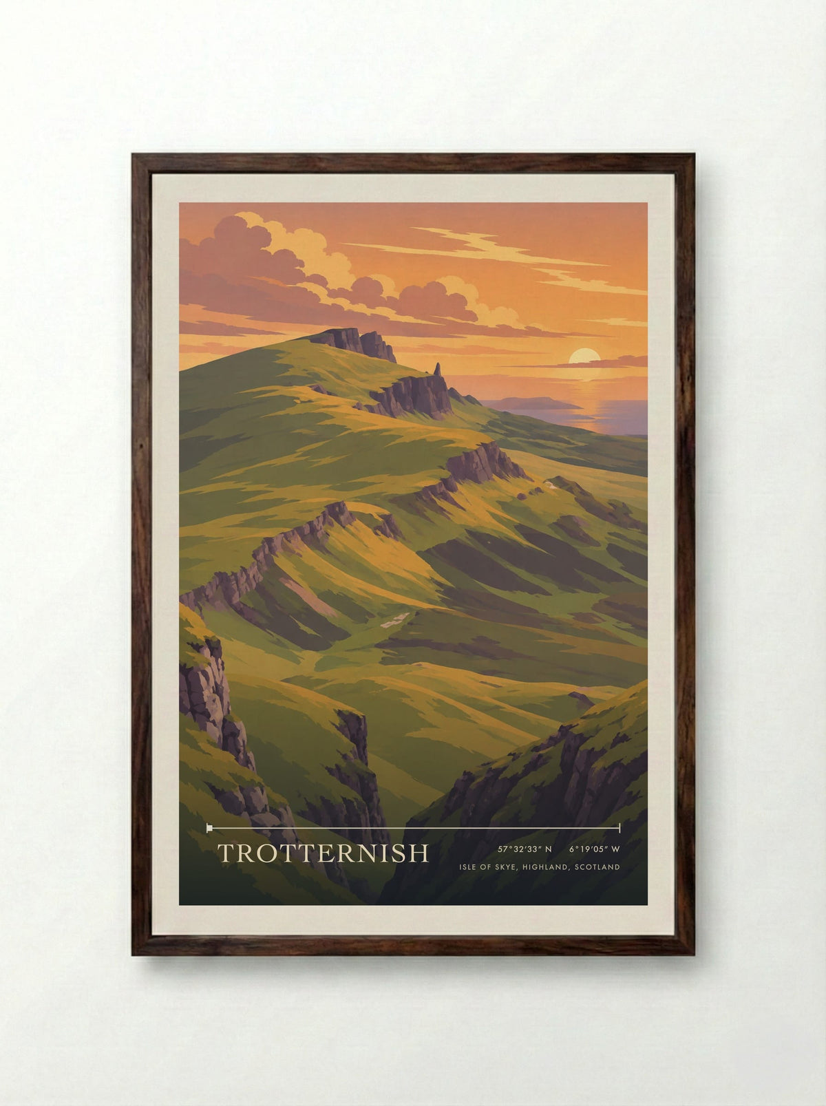 Trotternish, Isle of Skye, Highland, Scotland | Travel Poster - Framed Print Dark Wood