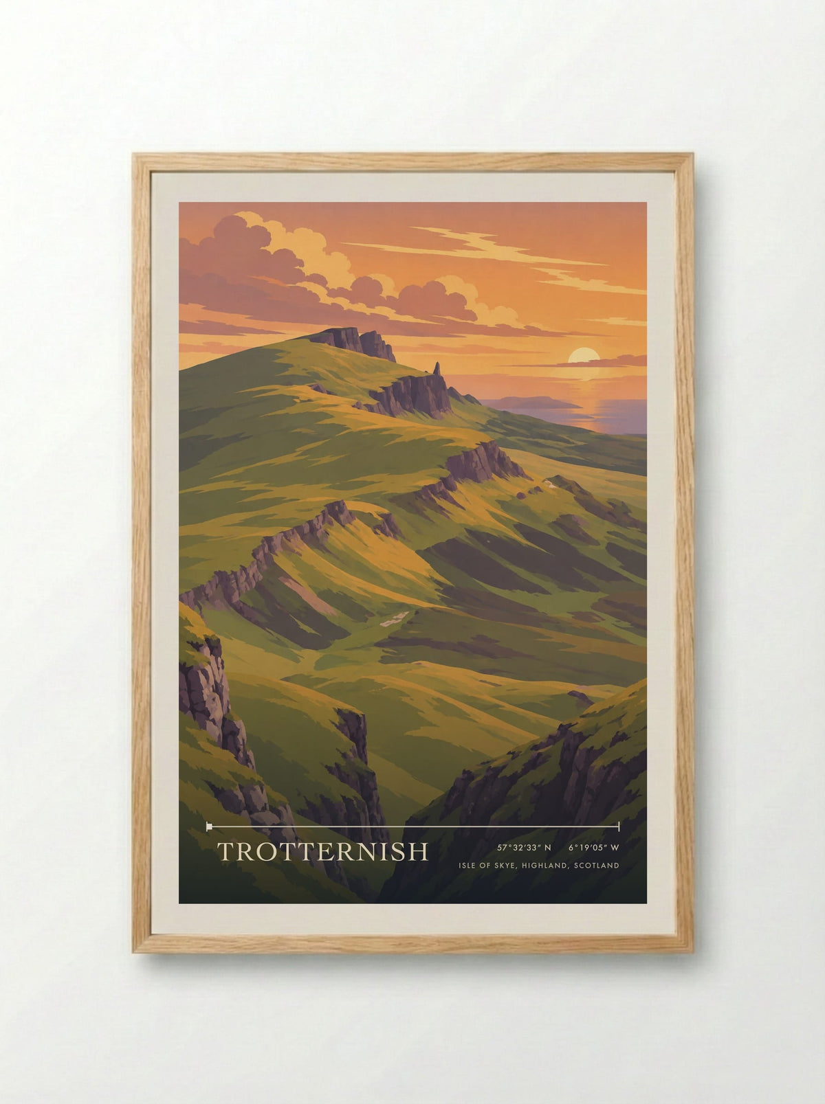Trotternish, Isle of Skye, Highland, Scotland | Travel Poster - Framed Print Wood