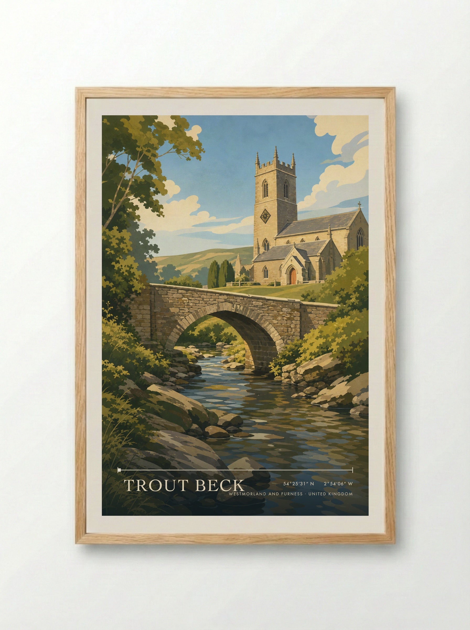 Trout Beck Westmorland and Furness United Kingdom Travel Poster - Framed Print Wood