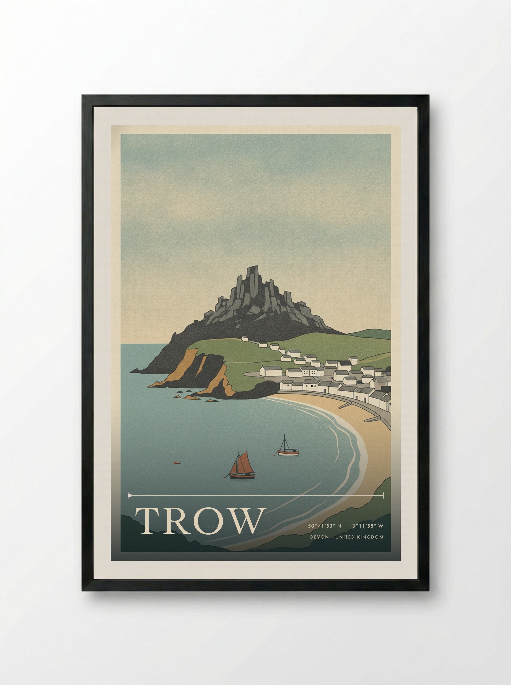 Trow Devon United Kingdom Travel Poster - Framed Print Black