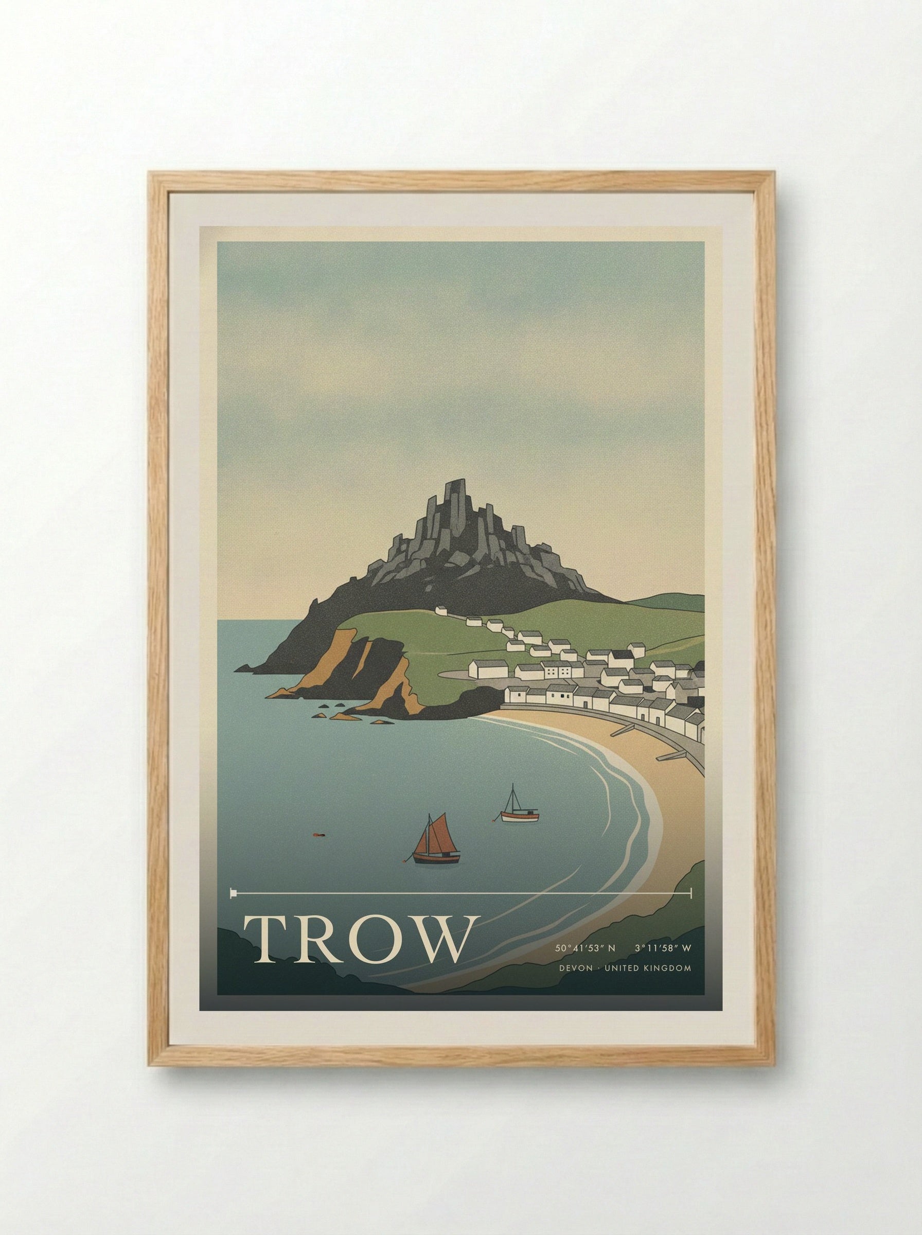 Trow Devon United Kingdom Travel Poster - Framed Print Wood
