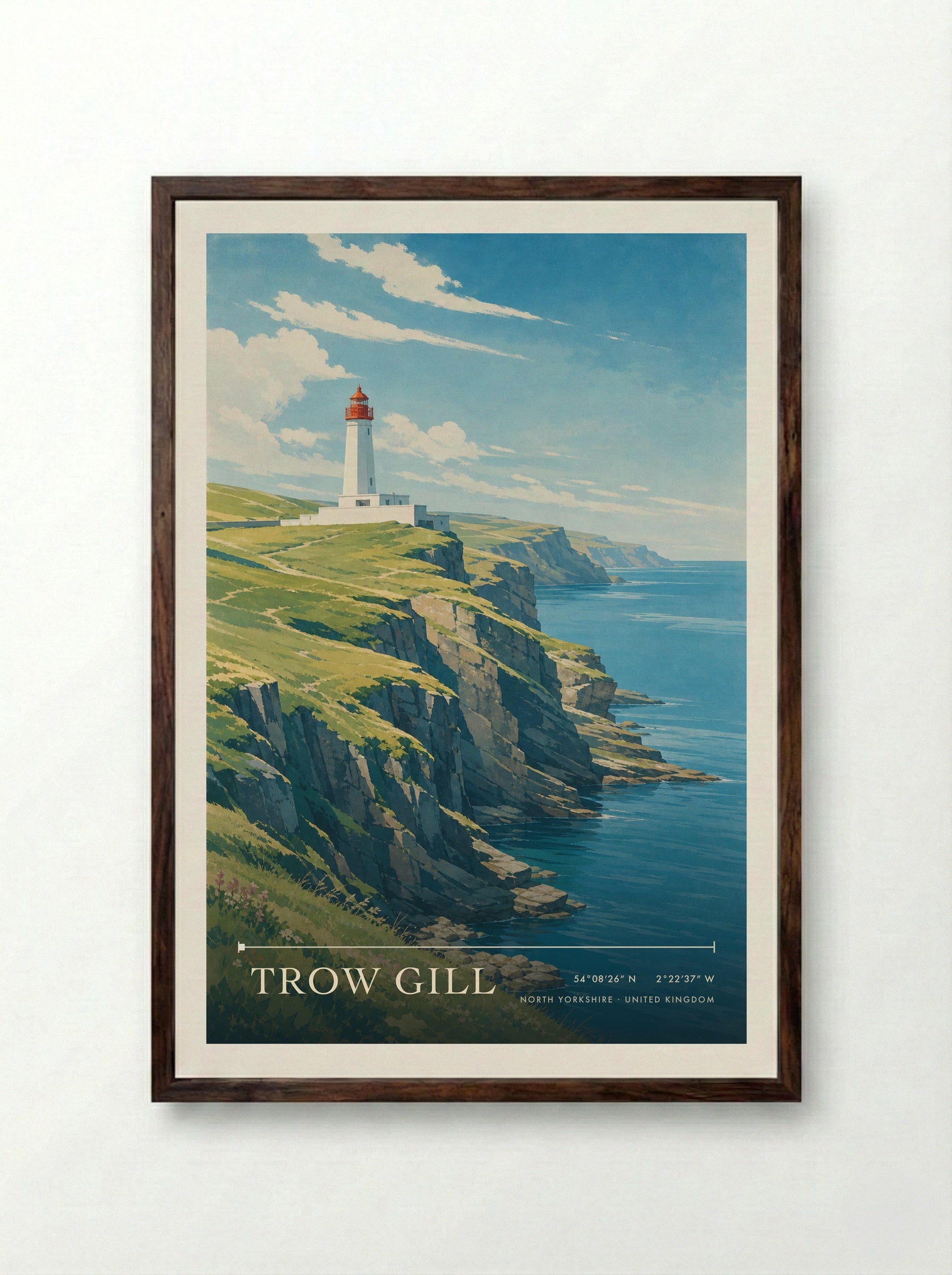 Trow Gill North Yorkshire United Kingdom Travel Poster - Framed Print Dark Wood