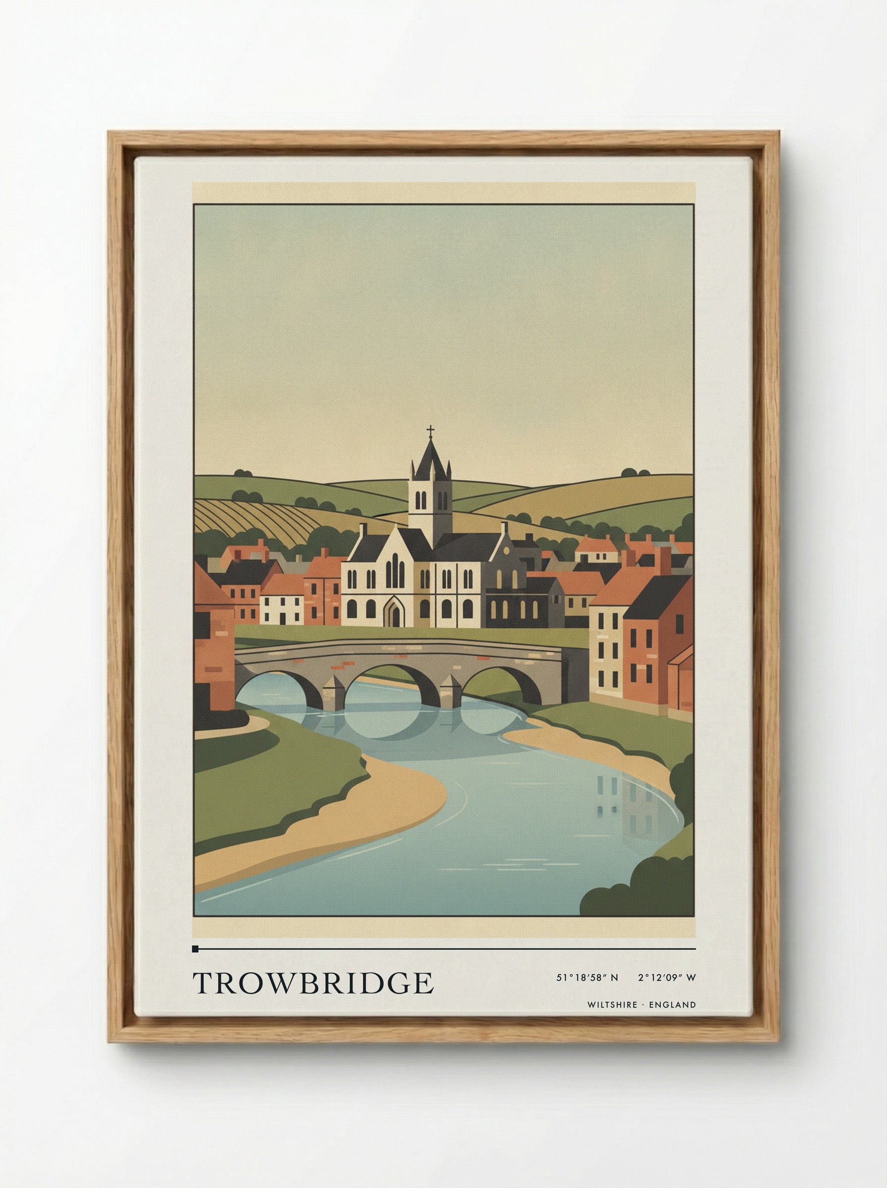Trowbridge Wiltshire England Travel Poster - Framed Canvas Wood