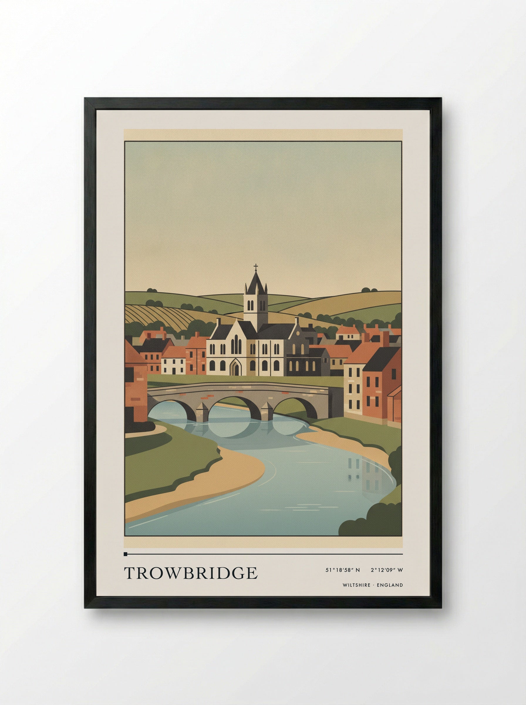 Trowbridge Wiltshire England Travel Poster - Framed Print Black