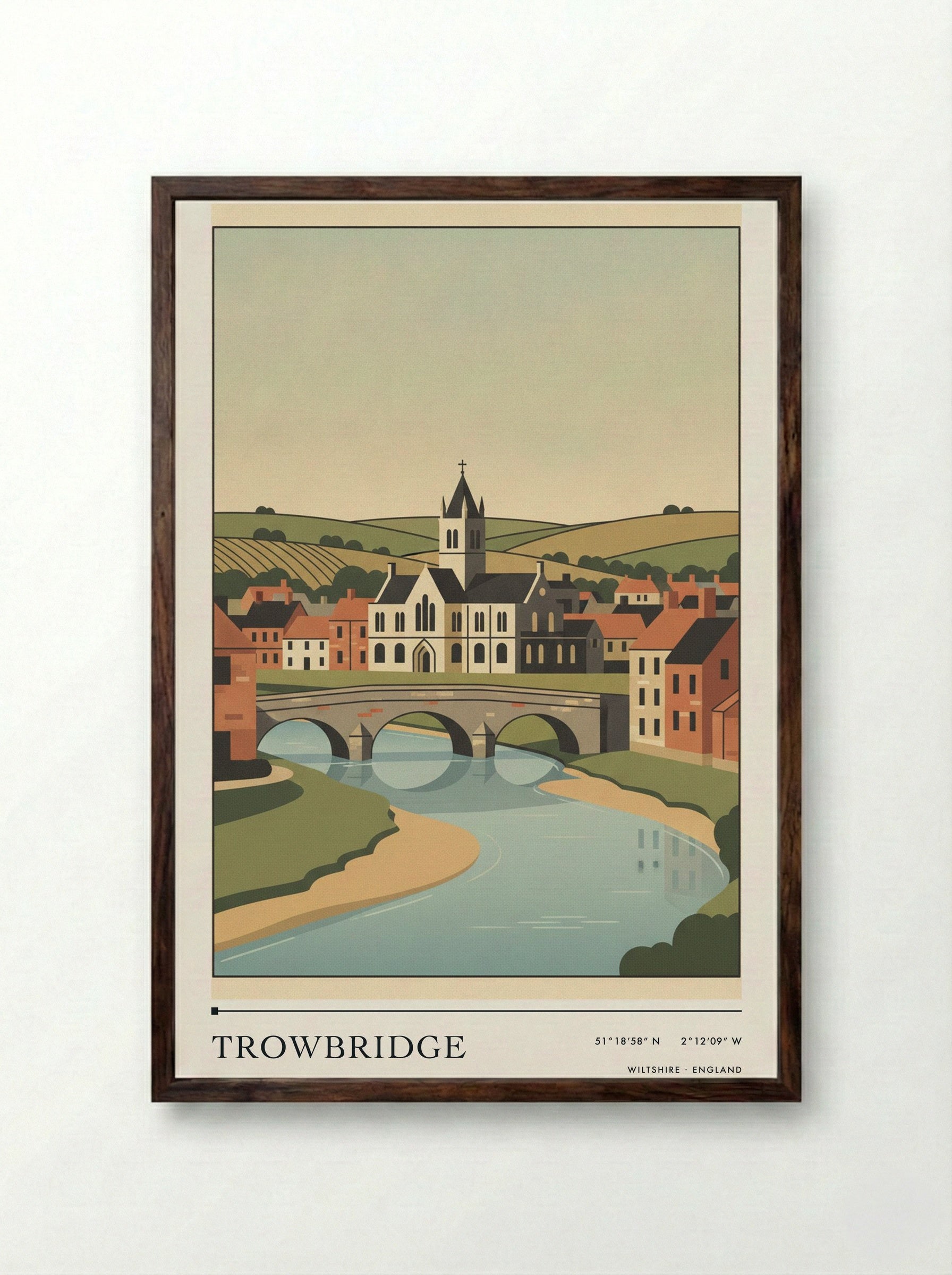 Trowbridge Wiltshire England Travel Poster - Framed Print Dark Wood