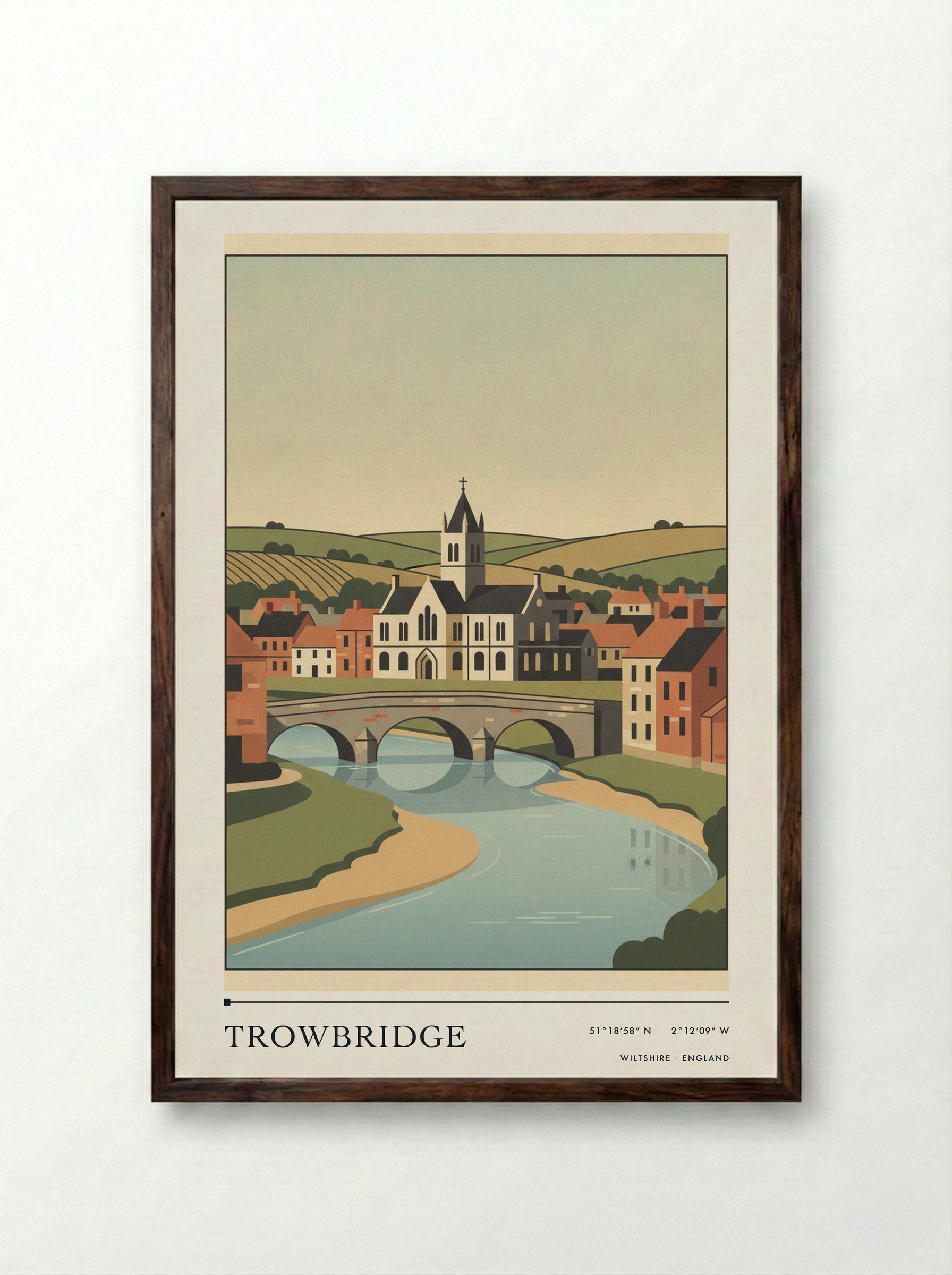 Trowbridge Wiltshire England Travel Poster - Framed Print Dark Wood