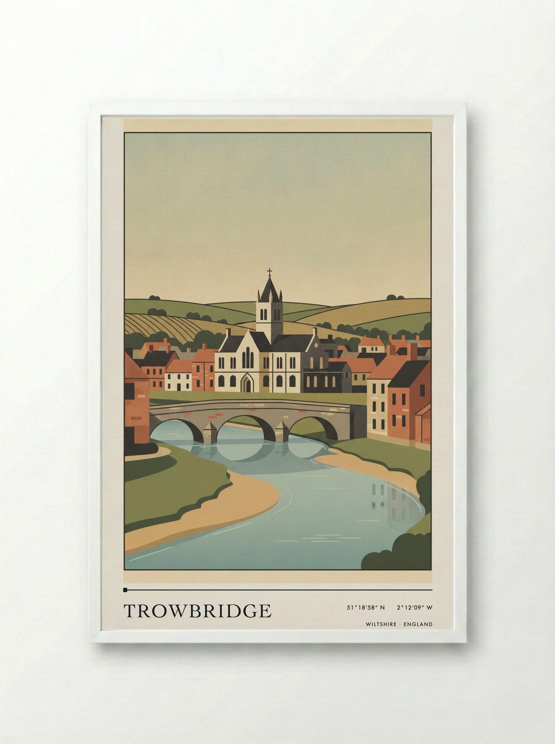 Trowbridge Wiltshire England Travel Poster - Framed Print White
