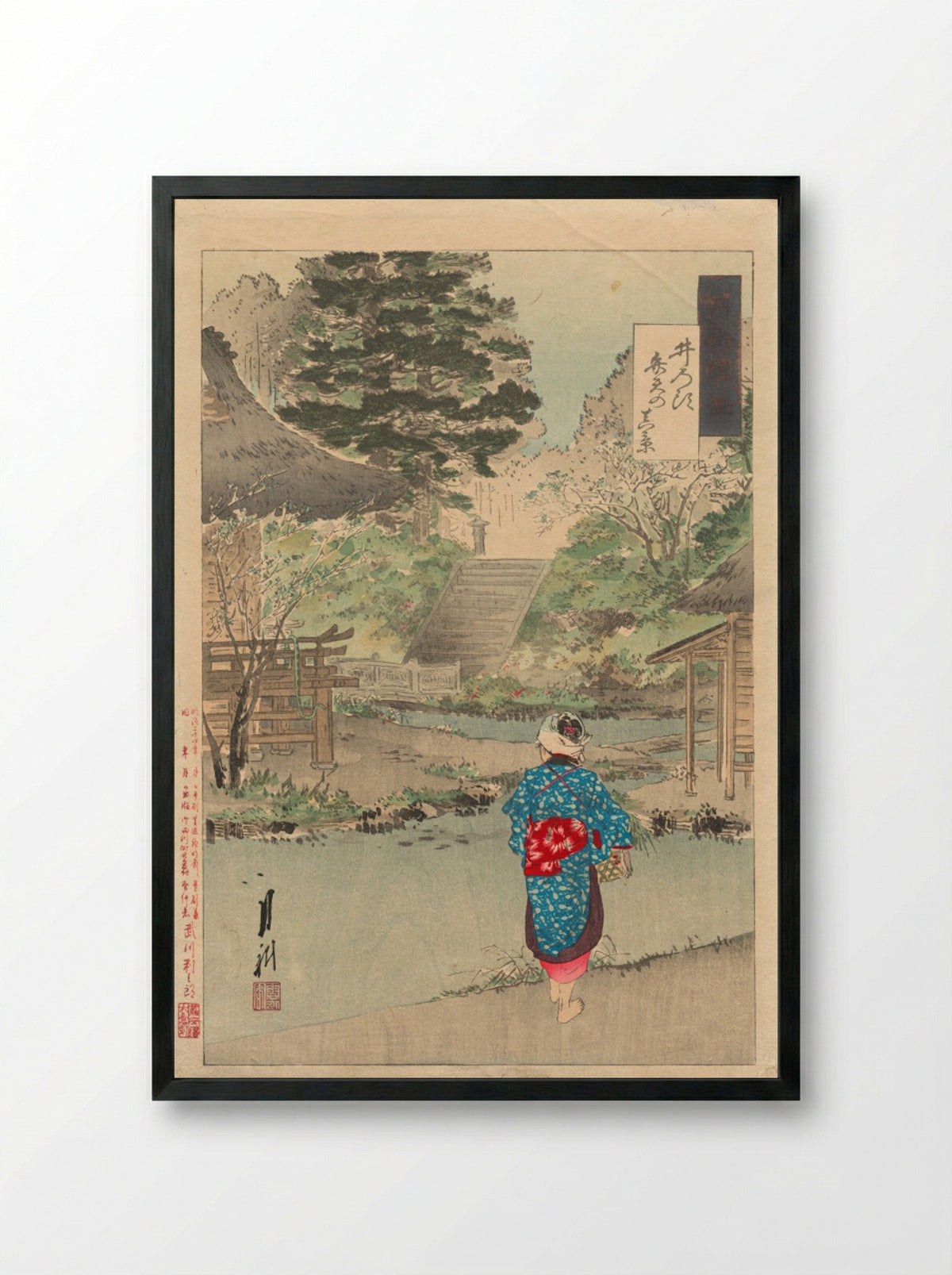 True View of Benten at Inokashira - Ōgata Gekkō - Framed Print Black