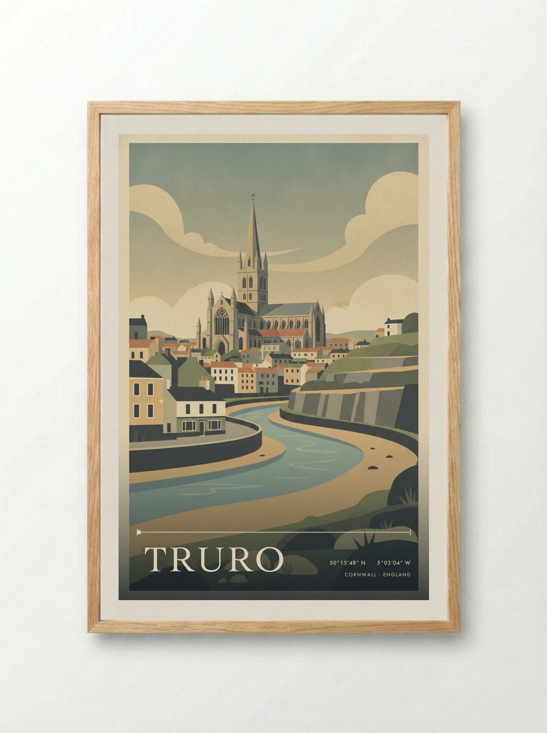 Truro Cornwall England Travel Poster - Framed Print Wood