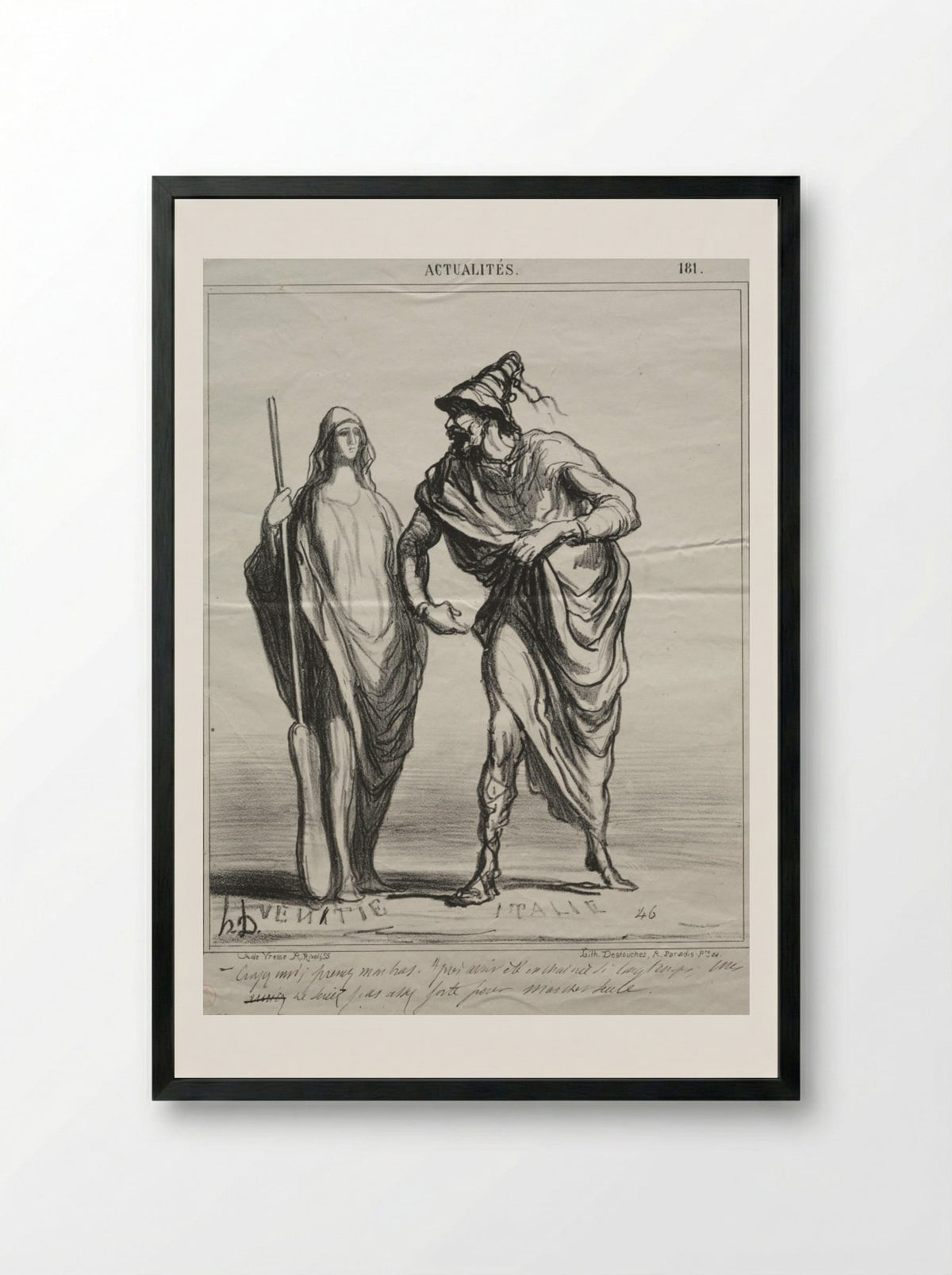 Trust me! Take my arm... - Honoré Daumier - Framed Print Black