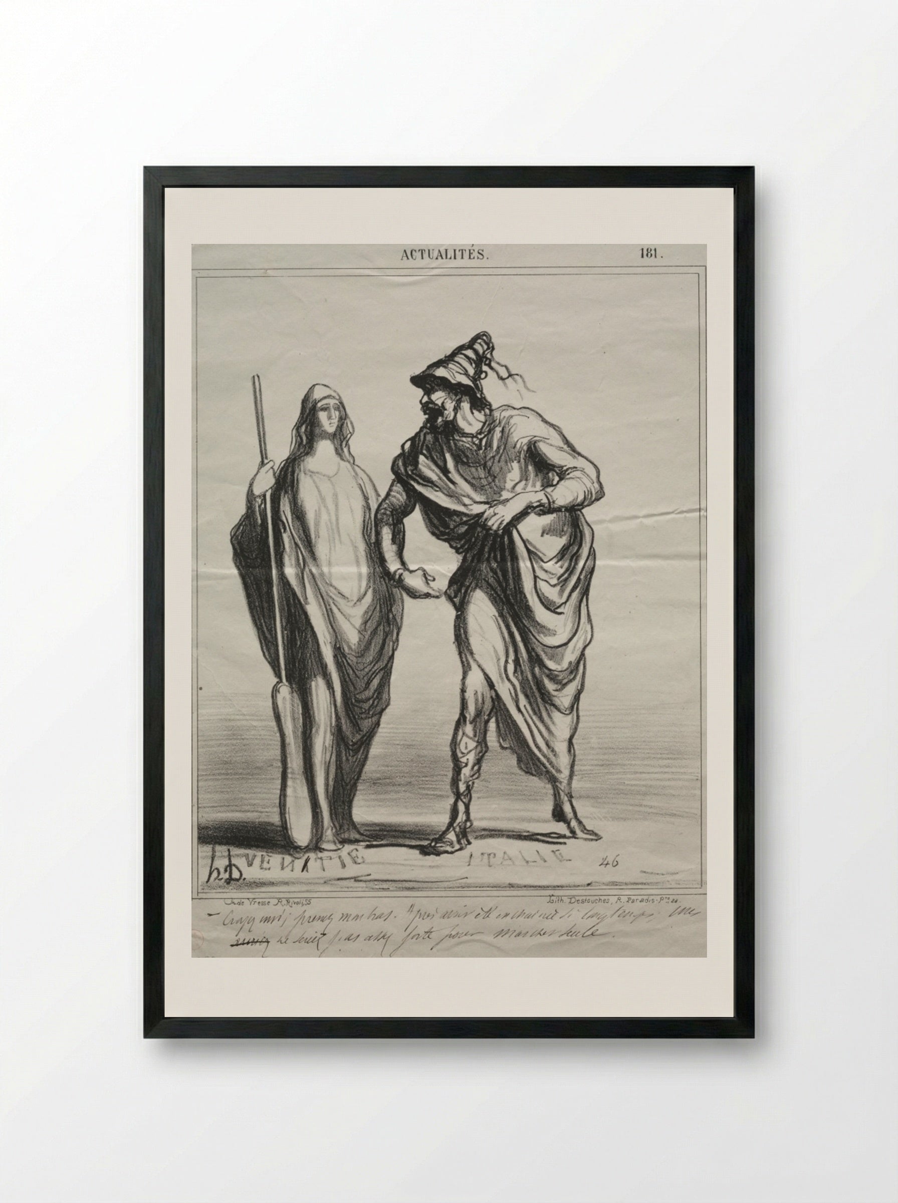 Trust me! Take my arm... - Honoré Daumier - Framed Print Black