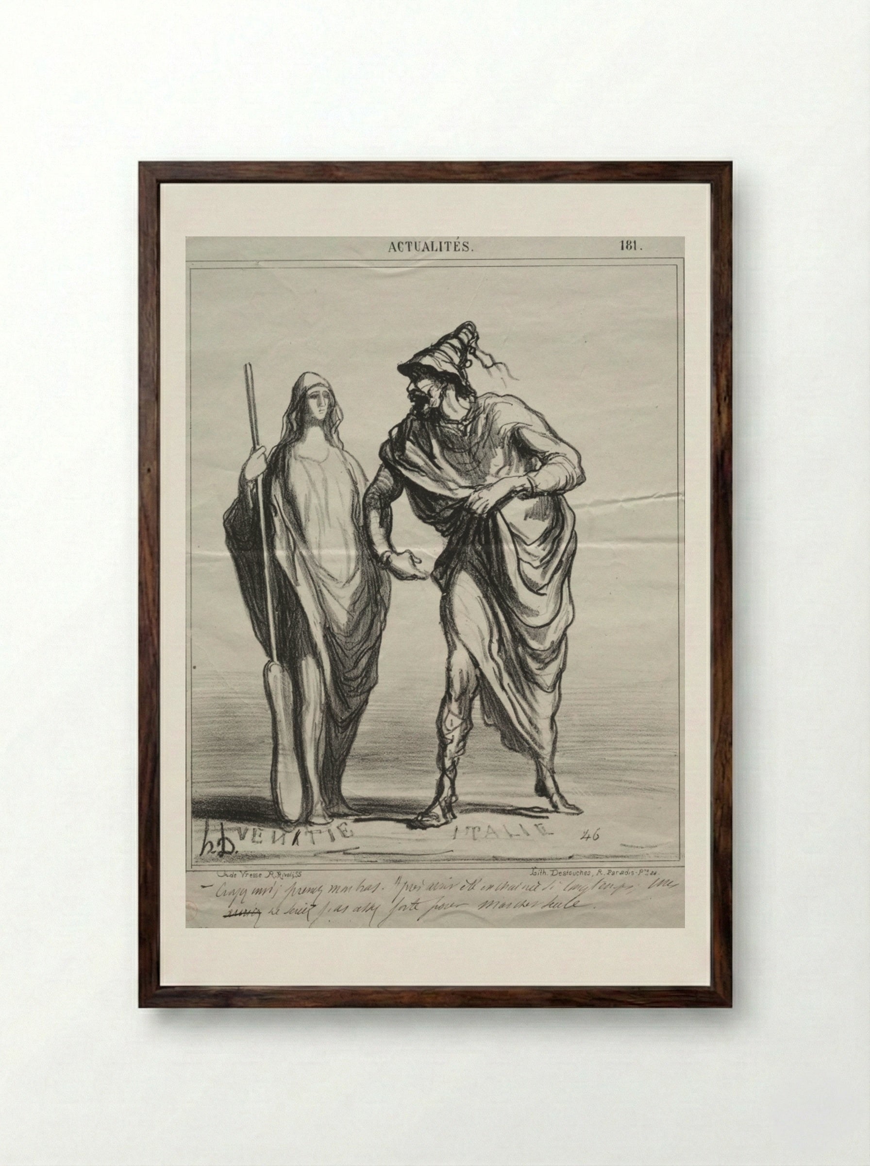Trust me! Take my arm... - Honoré Daumier - Framed Print Dark Wood